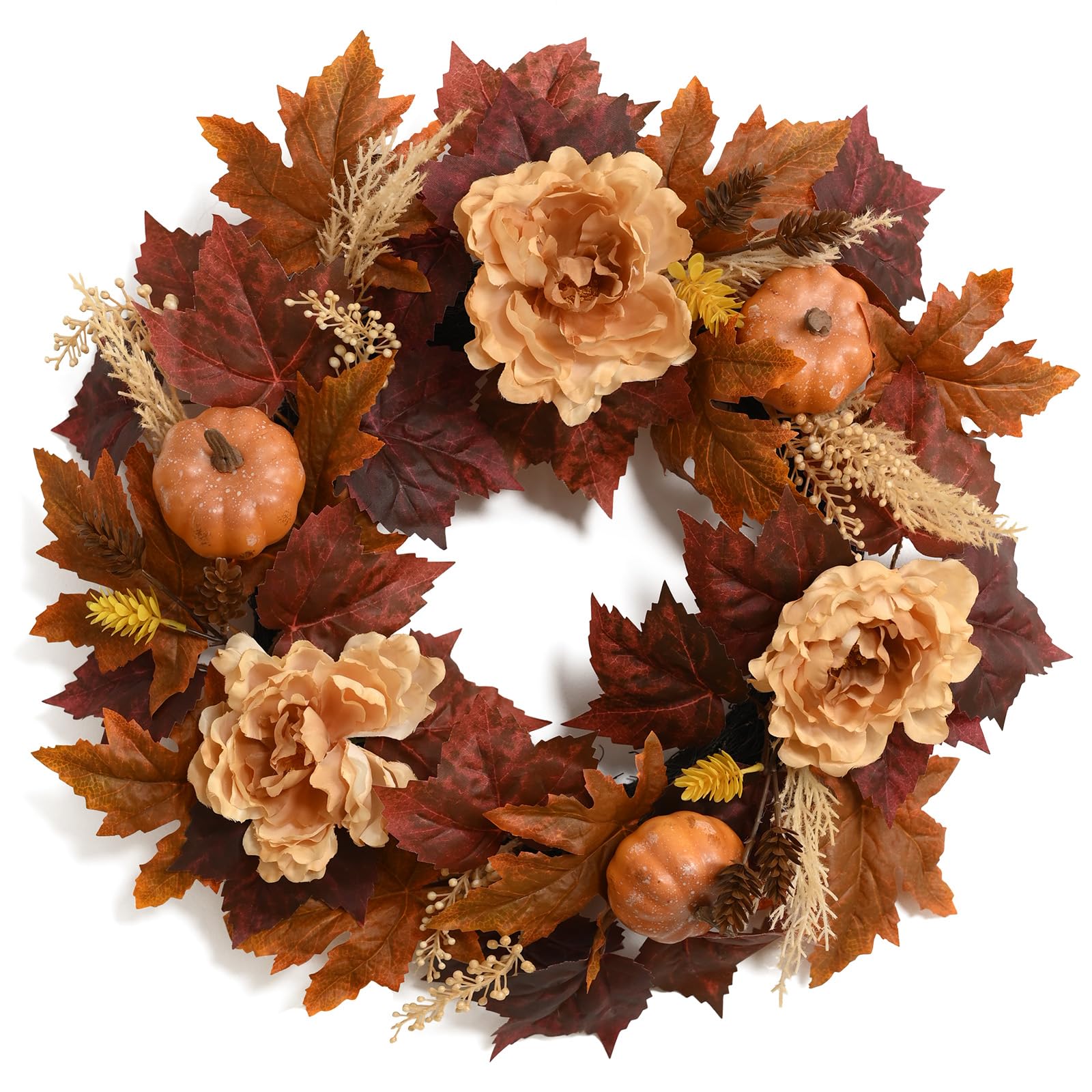 DN DECONATION Fall Wreath for Front Door, Artificial Flowers for Outdoors
