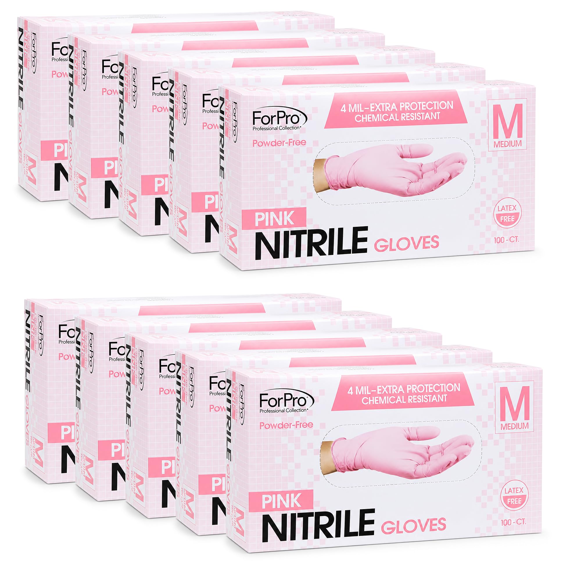 ForPro Disposable Nitrile Gloves, Chemical Resistant, Powder-Free, Latex-Free, Non-Sterile, Food Safe, 4 Mil