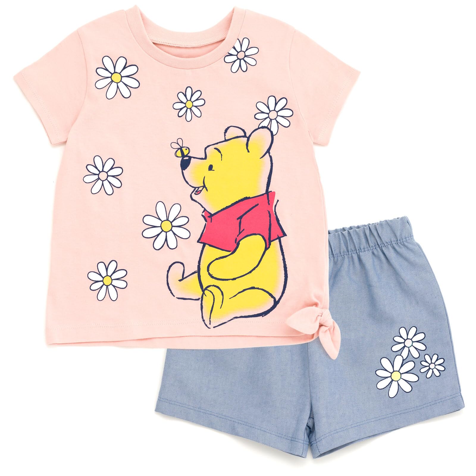 Disney Floral T-Shirt and Chambray Shorts Outfit Set Infant to Big Kid Sizes (12 Months - 14-16)