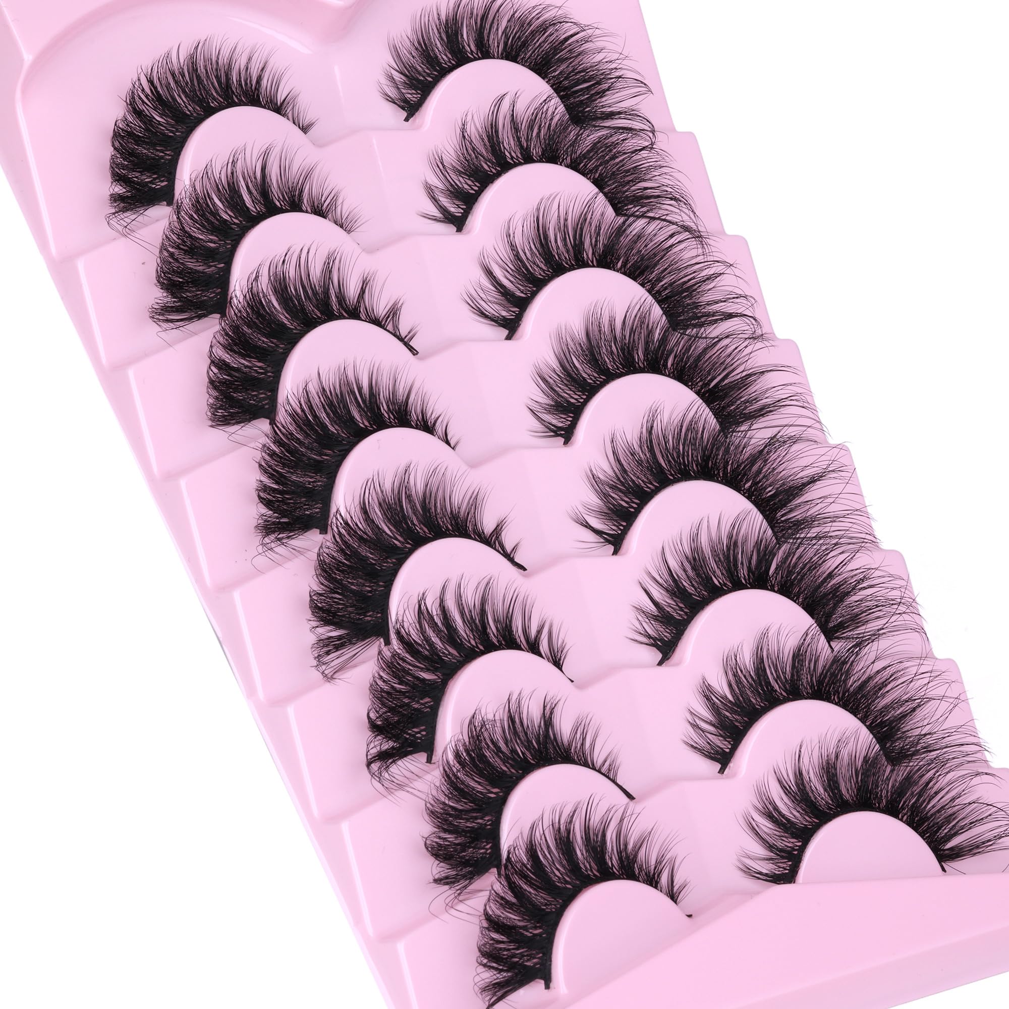 False Eyelashes Fluffy Faux Mink Lashes Wispy Fairy Cat Eye Lashes Spiky Strip Lashes Extension Natural Volume Fake Lashes Pack by GVEFETIEE 8 Pairs Black: E- Fluffy