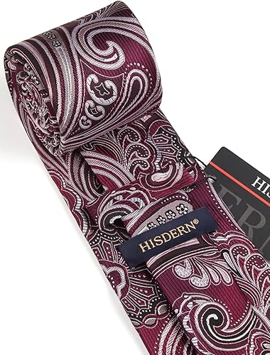 Miniatura 7 de HISDERN Lazos para hombre corbata de cachemira y bolsillo cuadrados tejidos flores clásicas para hombre pañuelo fiesta de boda corbata