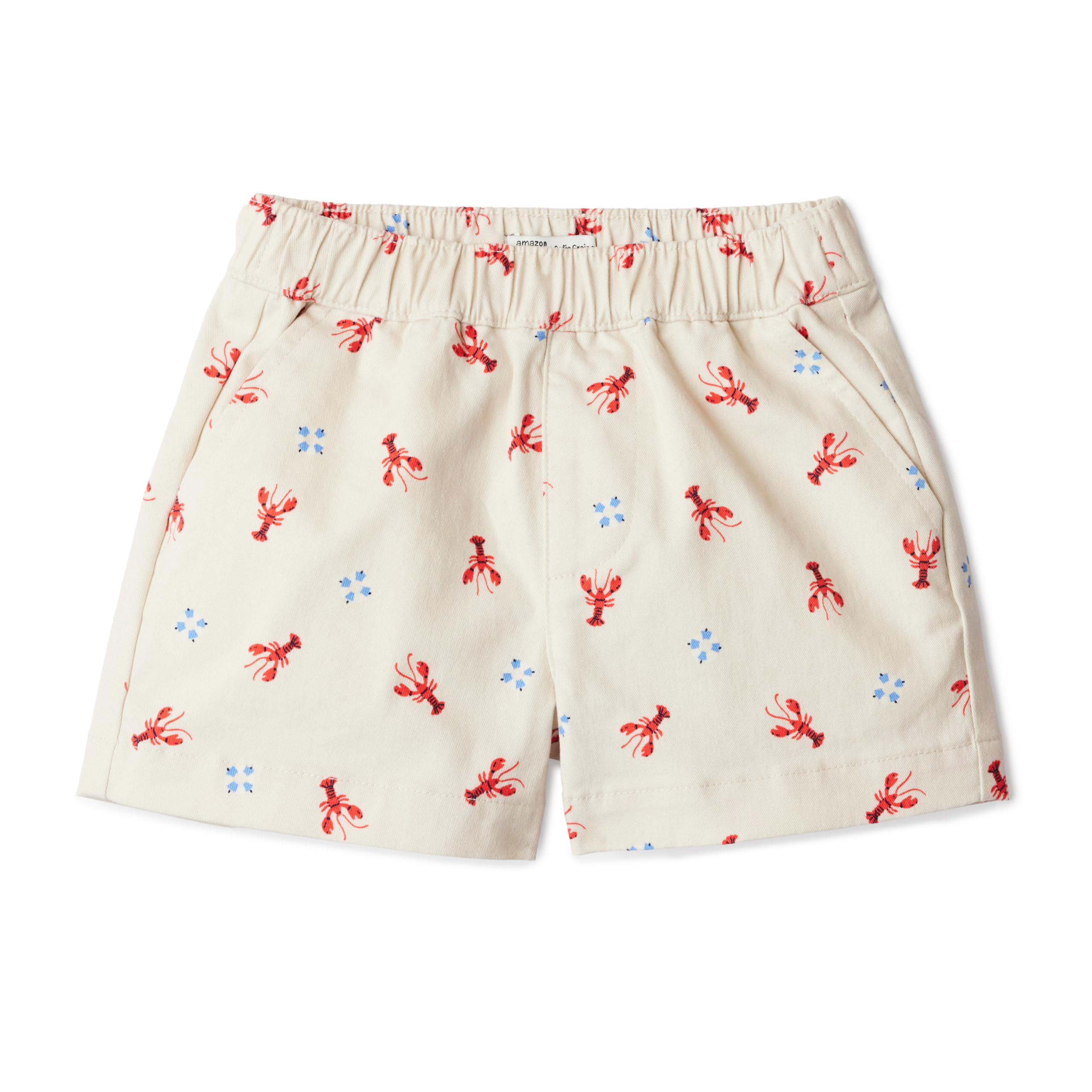 Amazon Essentials Unisex Babies x Sofia Grainge Unisex Baby, Toddlers & Big Kids Pull-on Cotton Twill Shorts, Light Beige Lobster, XX-Large