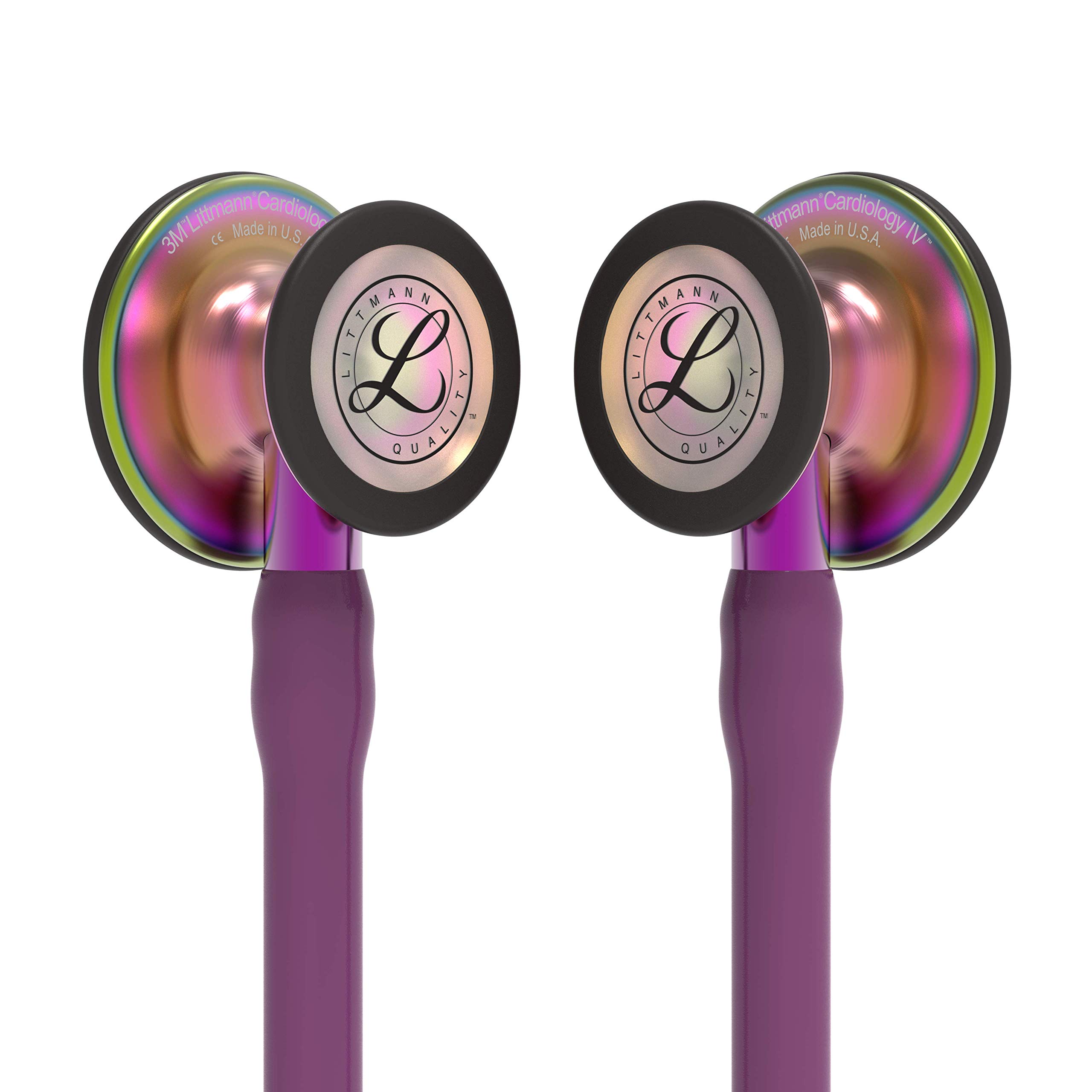 3M Littmann Cardiology IV Estetoscopio con Grabado Gratuito y Linterna Pupilar de Regalo (Ciruela/Rainbow Edition/Violet Stem)