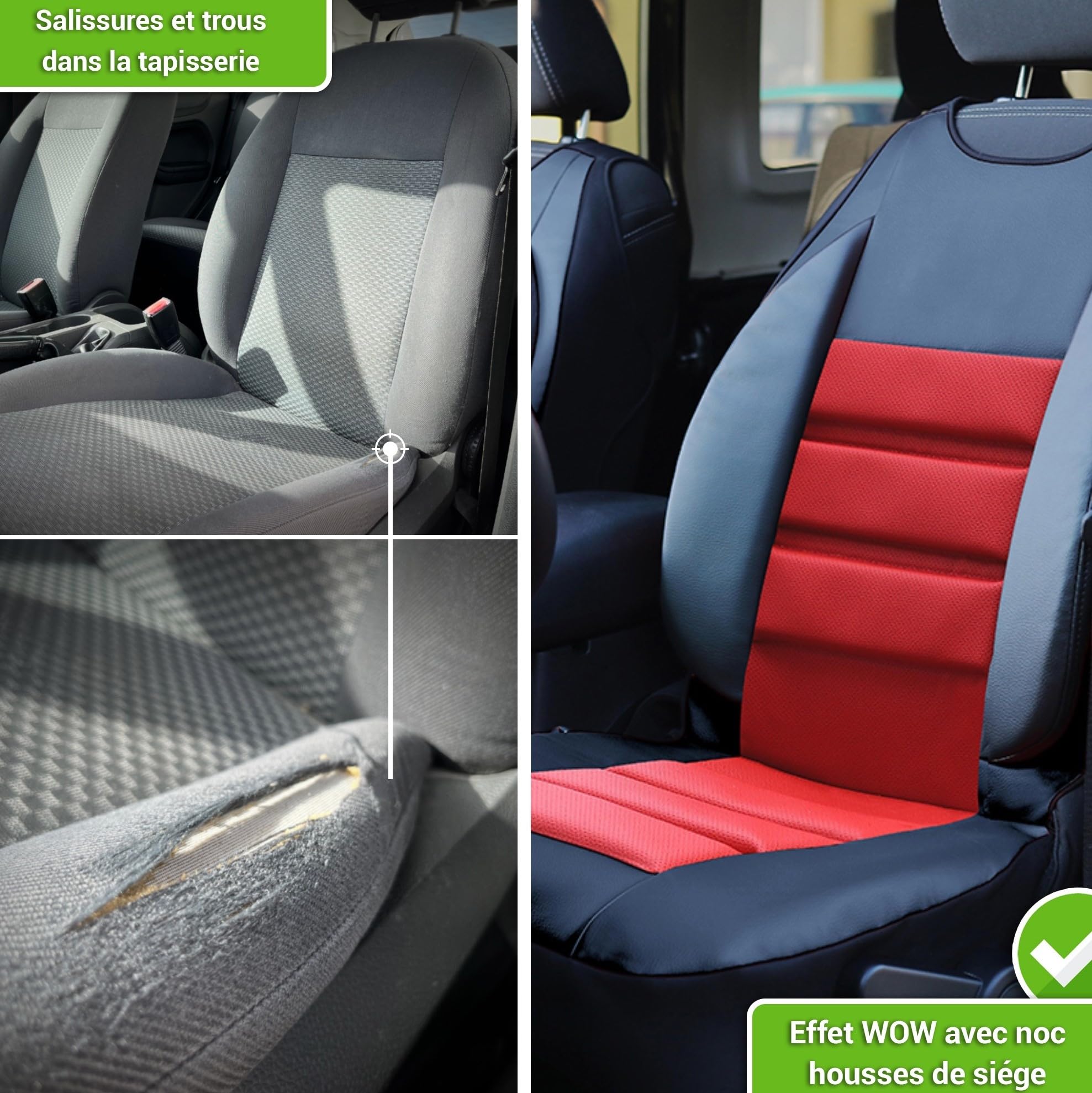 Moltico Housse de Siège Auto Universelle - Cuir Écologique - Protection Avant - Tapis de Siège - Gris