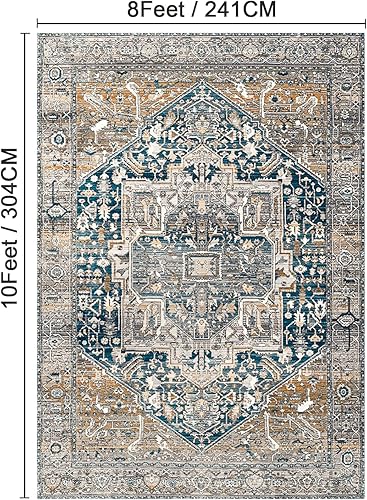 Miniatura 2 de Artnice Area Rugs - Alfombra vintage para sala de estar, 8 x 10 pies, lavable a máquina, resistente a las manchas, suave, bohemia para sala de