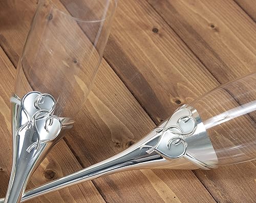 Miniatura 5 de Lenox True Love - Paquete de boda personalizado, incluye cuchillo para pastel de boda grabado personalizado y juego de servidor con flautas de