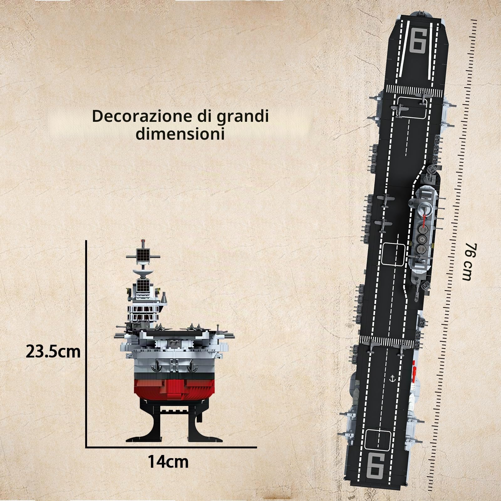 muuchuu Kit di Costruzione di Nave da Guerra Militare per Adulti, Modello di Nave da Guerra USS CV-6 Enterprise per Esposizione, Grande Nave WW2, Regalo per Bambini e Collezionisti, Decorazione (1883