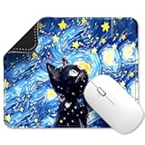 Cute Mouse Pads&comma;Unique Mouse Pad Design&comma;Size 9&period;33 x 7&period;76 in&comma;Desk Accesories with Rubber Non-Slip Base&comma;Stitched Mouse Pad for Desk&comma; Computer and Gaming &lpar;Starry Cat B&rpar;