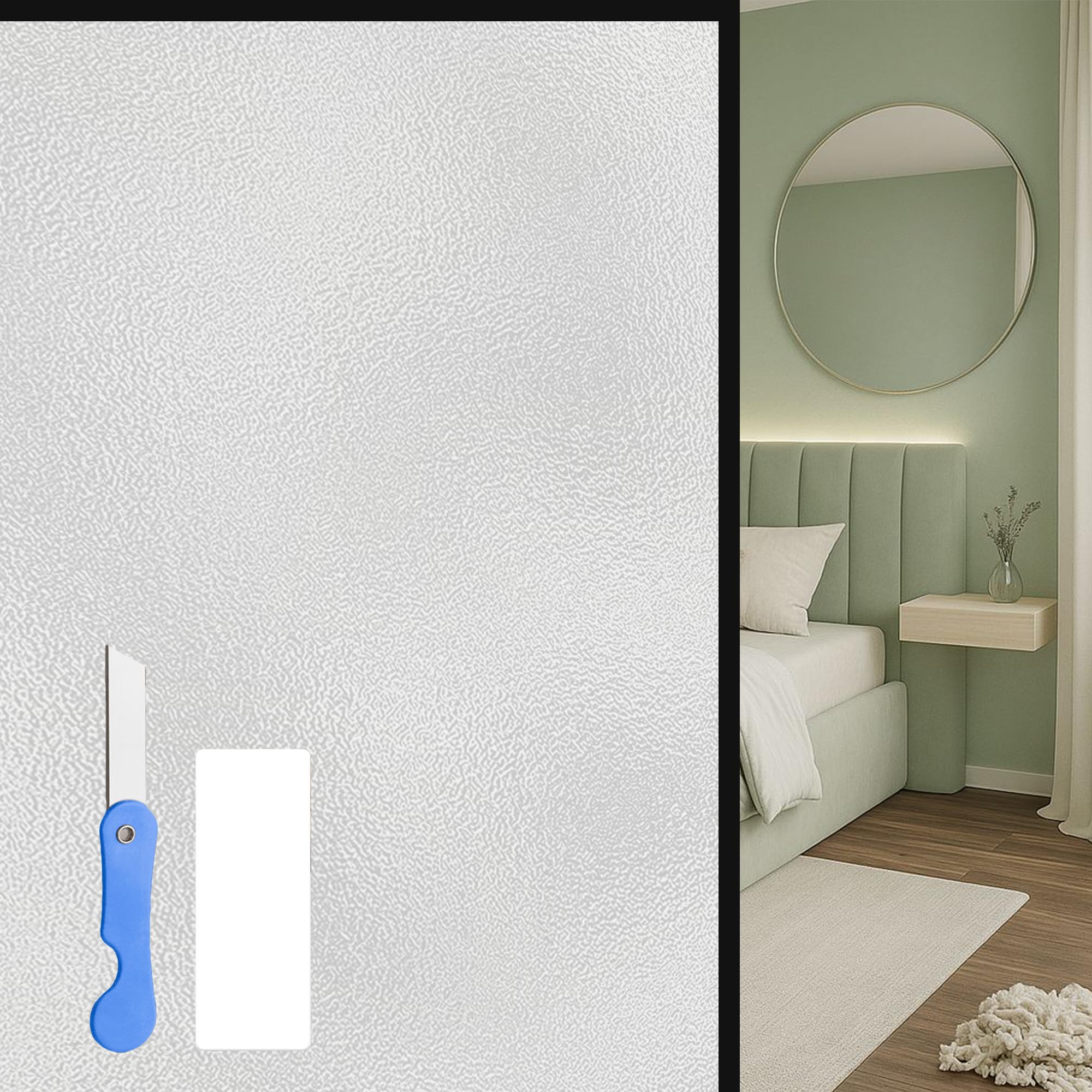 Pellicola Vetri Finestre 120 x 140 cm Controllo Del Calore Pellicola di Decorativa Anti Uv, Controllo di Calore Adatta per Bagno, Ufficio, Soggiorno, Bianco