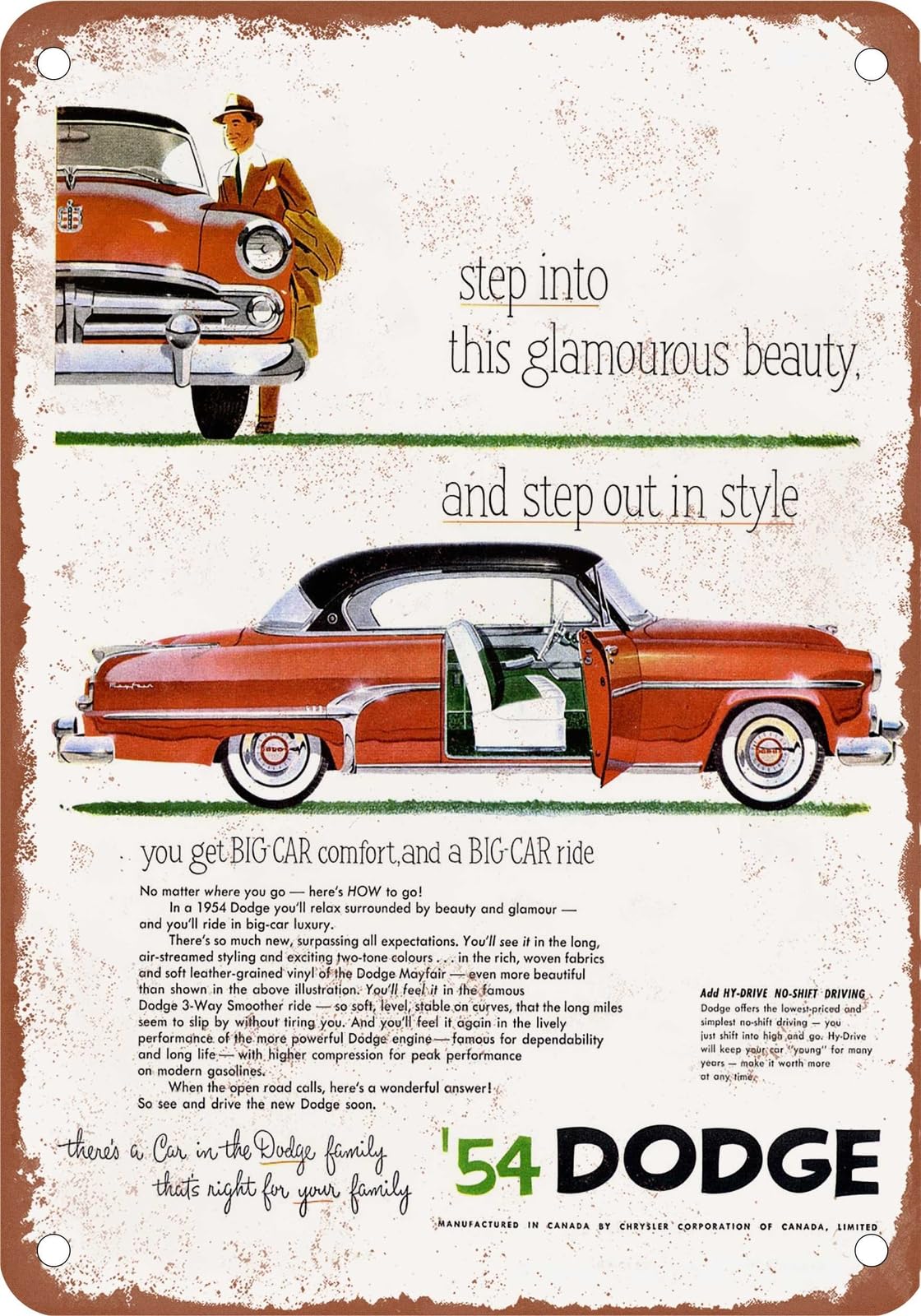 METAL SIGN - 1954 Dodge Vintage Ad 01 - Old Retro Rusty Look home decor