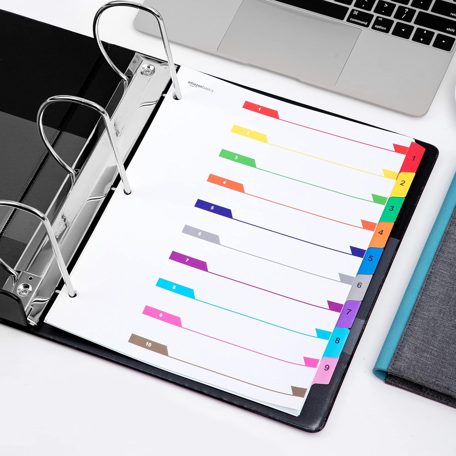  Basics Heavy-Duty 3 Ring Binder, Customizable View Binder with 5 Inch D-Ring, Black, 2-Pack