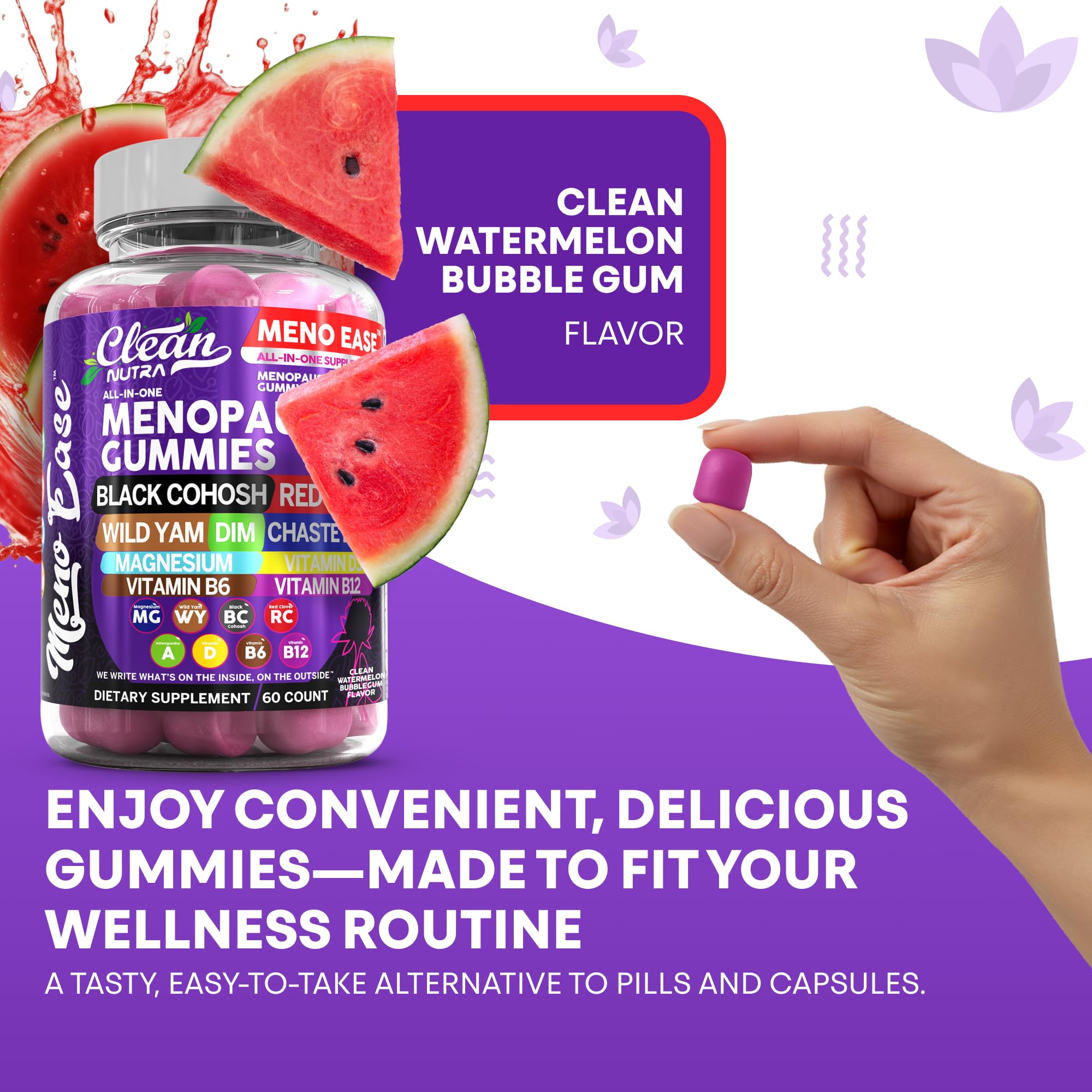 Menopause Supplement for Women Gummies with Black Cohosh, Wild Yam, DIM, Magnesium, Red Clover Chasteberry for Hormone Balance Relief Night Sweats Mood Plus Bergamot, Vitamin D3, Vitamin B6 B12 — Amazon image 10