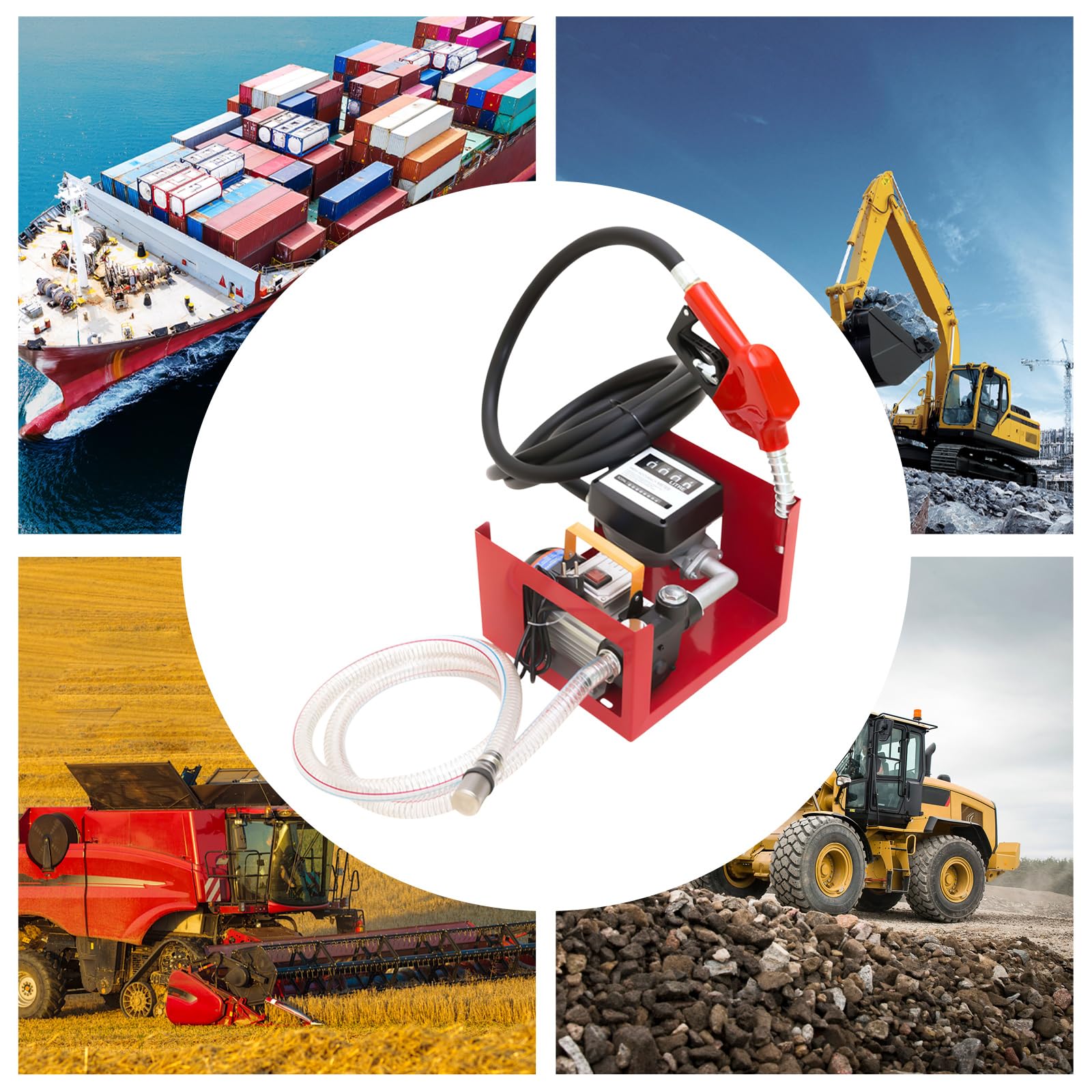 230 V 550 W Pompe à gazole, Ensemble complet pompe à fioul auto-amorçante, station-service, 60 l/min Pompe à fioul, avec pistolet automatique, compteur, tuyau de 4 m, pour voitures, camions-citernes