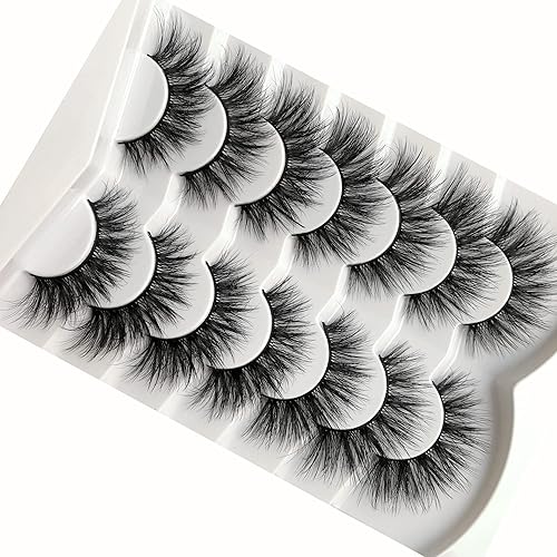 Miniatura 411 de Pooplunch Pestañas postizas de pelo de visón sintético, estilo de ojo de gato, paquete de pestañas postizas naturales esponjosas, paquete múltiple