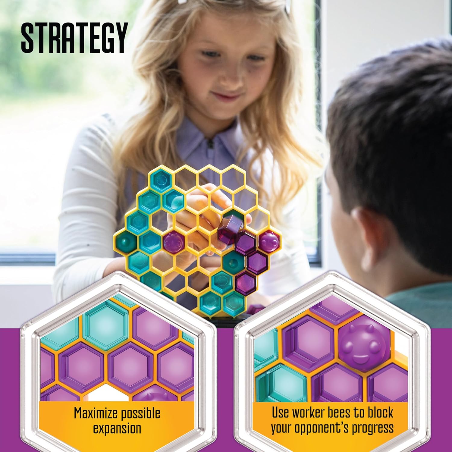 MindWare Queen Swarm - Strategic Hive Domination Game for Kids & Families, Dice-Rolling Area Control Board Game, Ages 6+, 2 Players