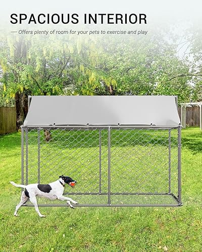 Miniatura 6 de IchbinGo Perrera grande para perros al aire libre jaula resistente para perros de acero galvanizado con cubierta impermeable resistente a los rayos