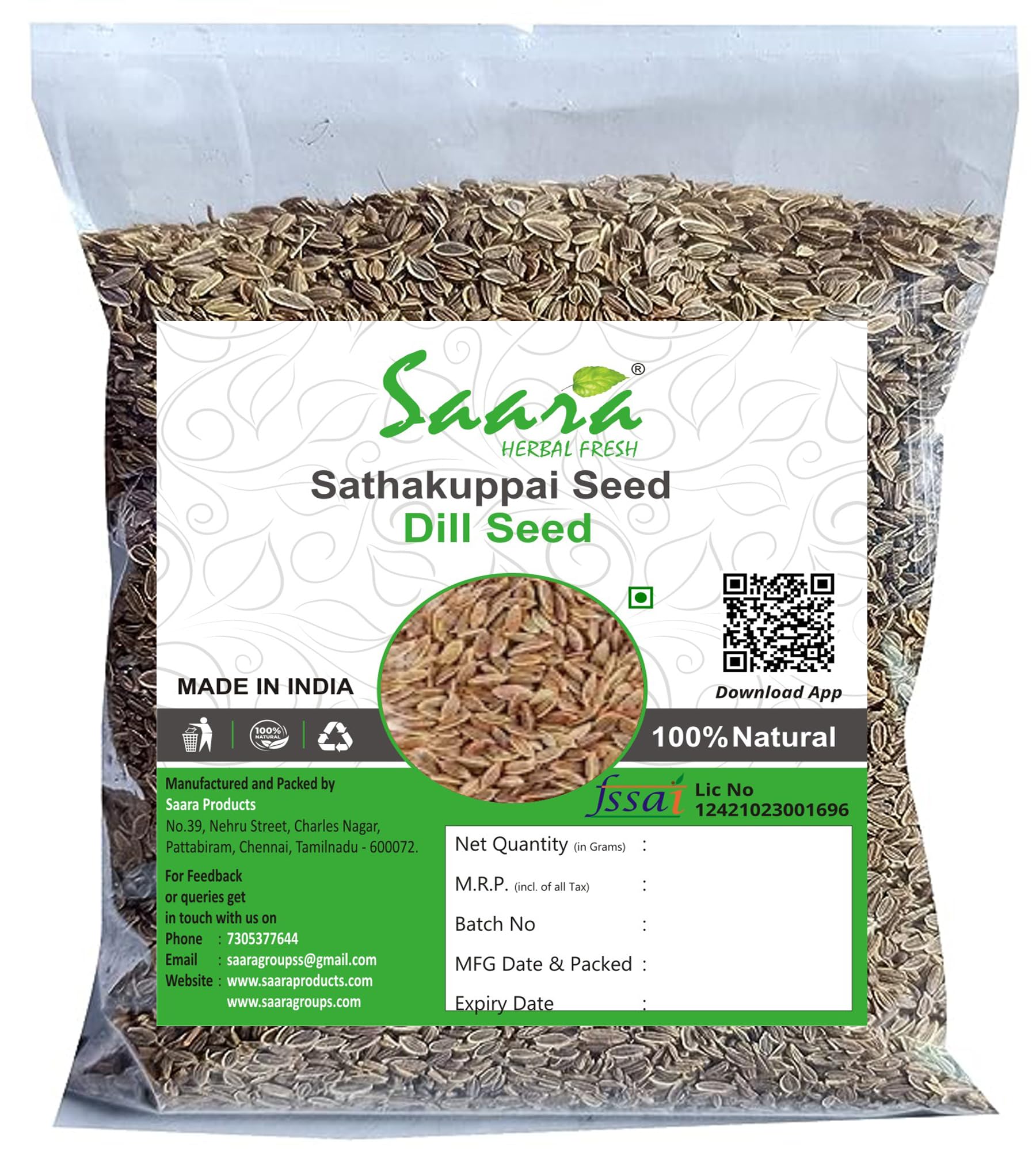 Saara HERBAL FRESH Sathakuppai Seeds, Pencedanum Grande Seeds, Dill Seeds, Suwa Seeds, Help to maintain the blood pressure level, 100g (Pack of 1 X 100g) (B07ZCPDYGW) Amazon Price History, Amazon Price Tracker