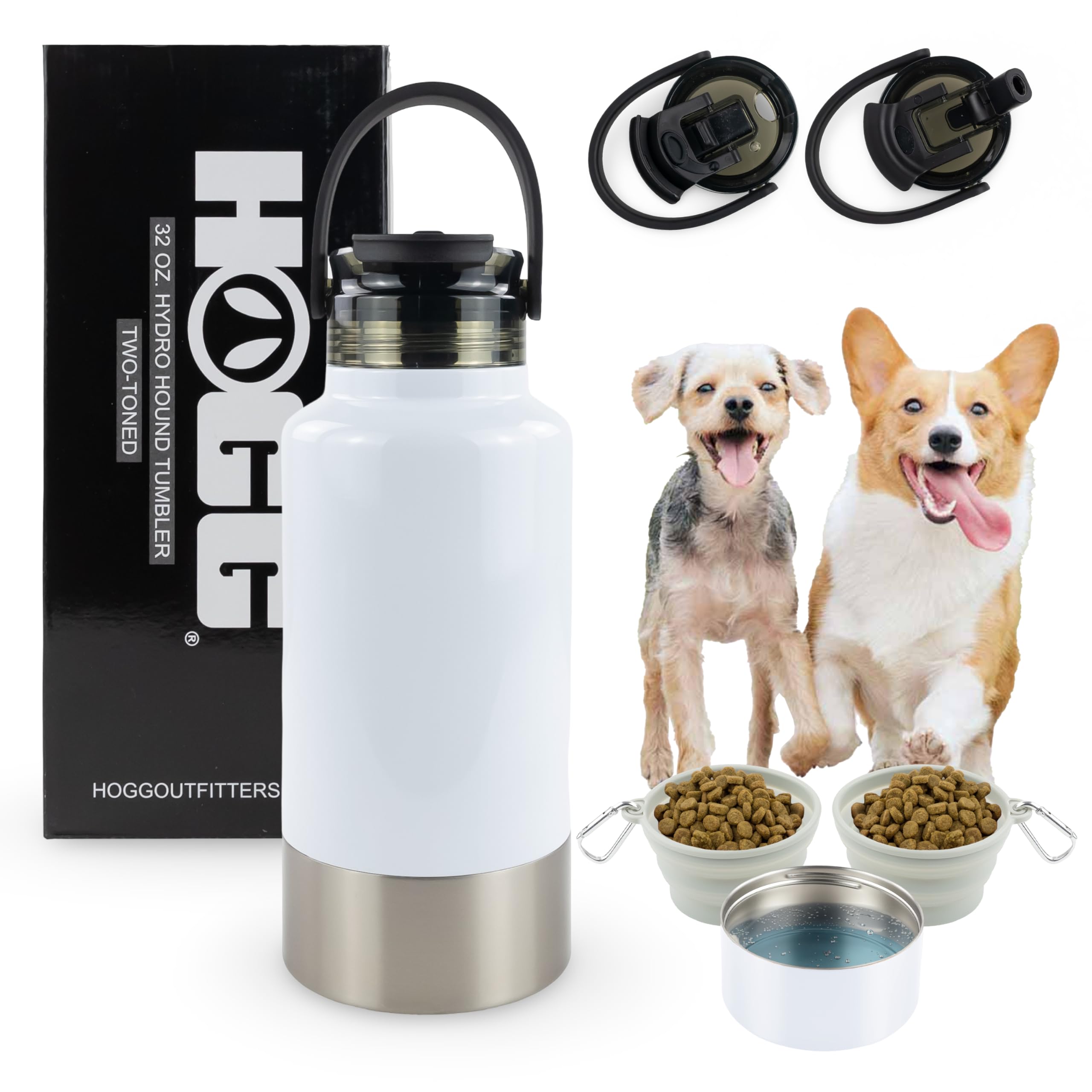 Bouteille d'eau portable pour chien Hogg Hydro Hound 946ml isotherme en acier inoxydable bicolore