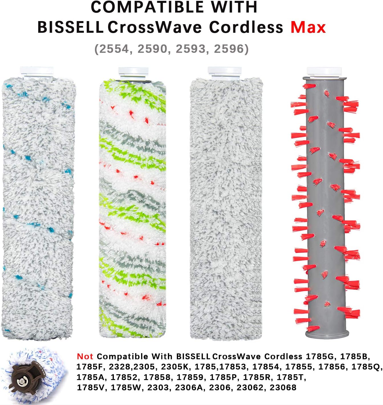 Multi-Surface Pet Brush Rolls 2787 & Vacuum Filters 1866 Replacement Parts,Compatible with Bissell CrossWave Max 2554A,2590,2593,2596,for HydroSteam 35151, 3515, 35152, 3513, 3518 Vacuums