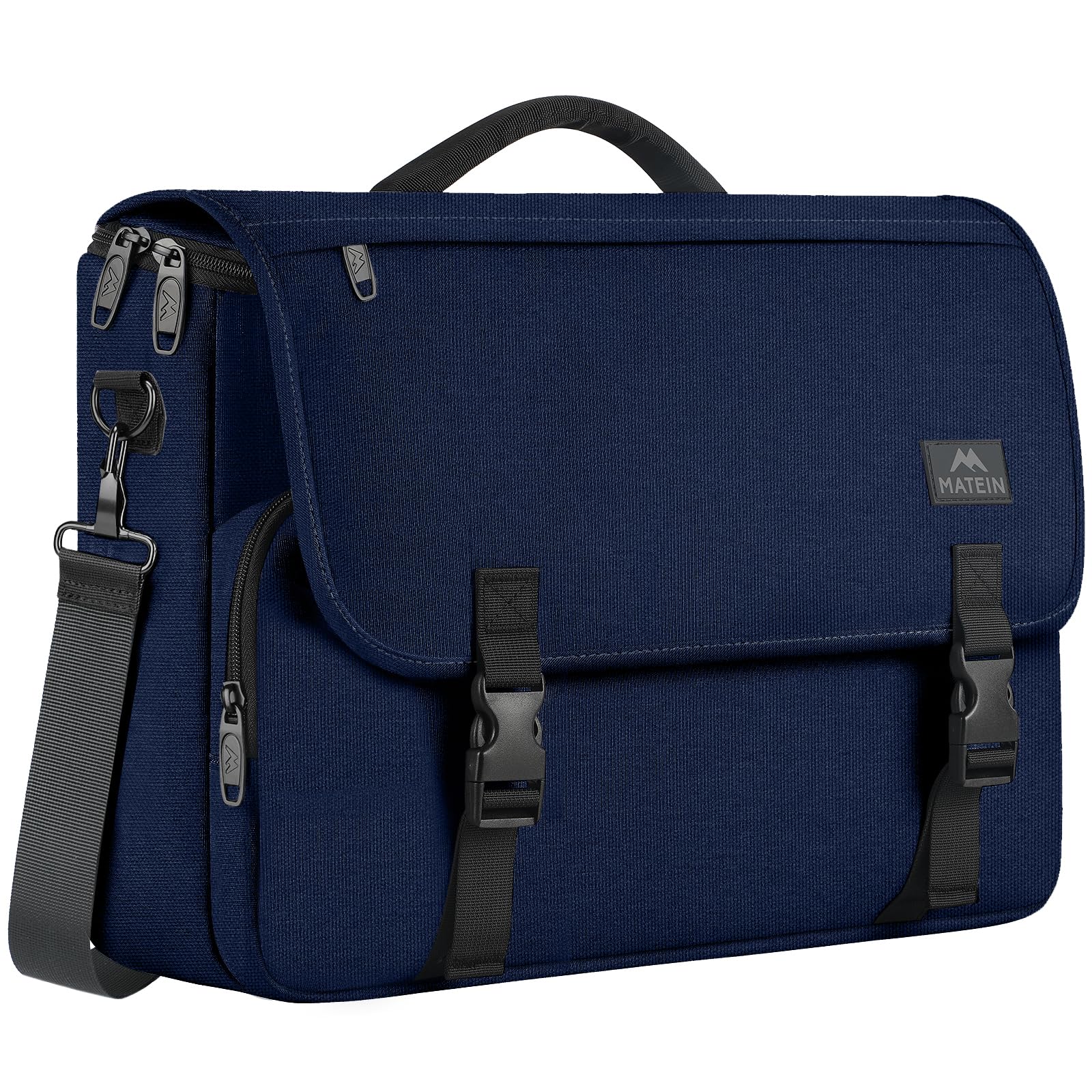 matein messenger bag for men, briefcases lightweight men's laptop bag 15.6 inch water resistant crossbody satchel computer work office case with shoulder strap, blue