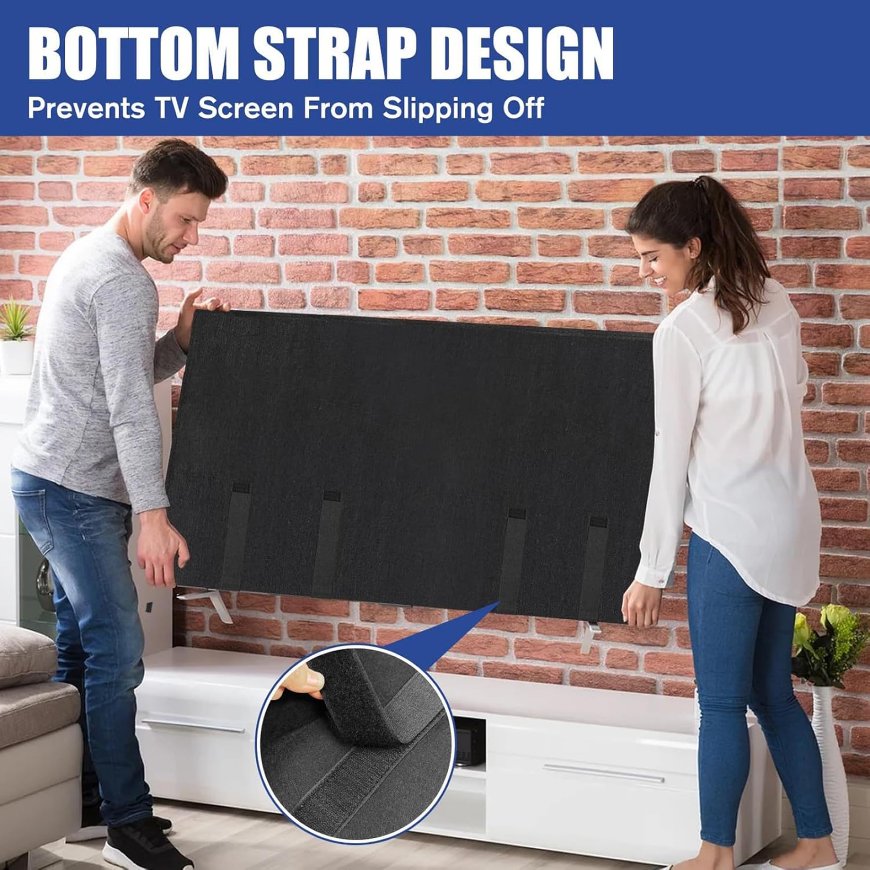 Caja para mudanza de TV - Protector de fieltro de 65 pulgadas con correas