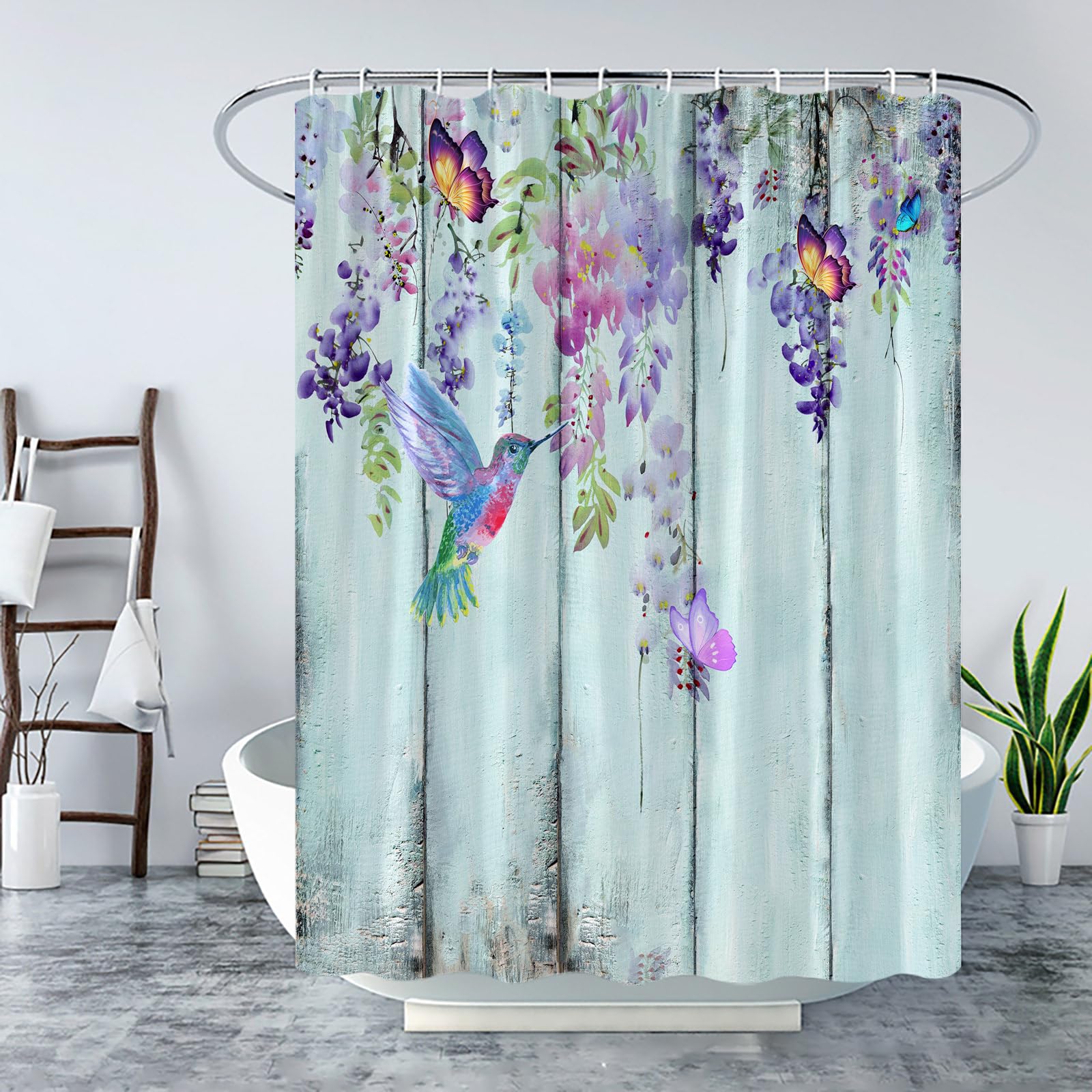 Duschvorhang Mit Blau-grünen Eukalyptusblättern – Aquarell-Blume, Polyester, 182,9 X 182,9 Cm