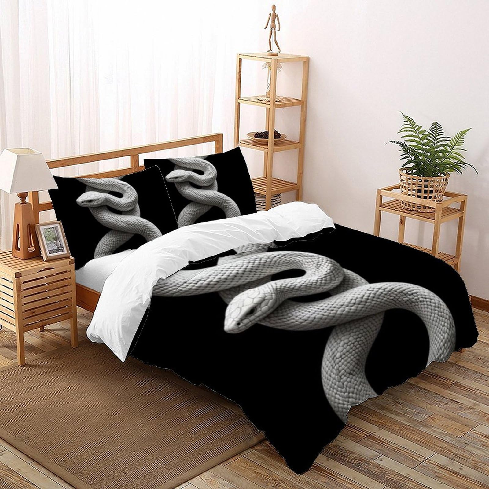 Housse de couette serpent fermeture éclair imprimé 3D animaux en microfibre ultra douce