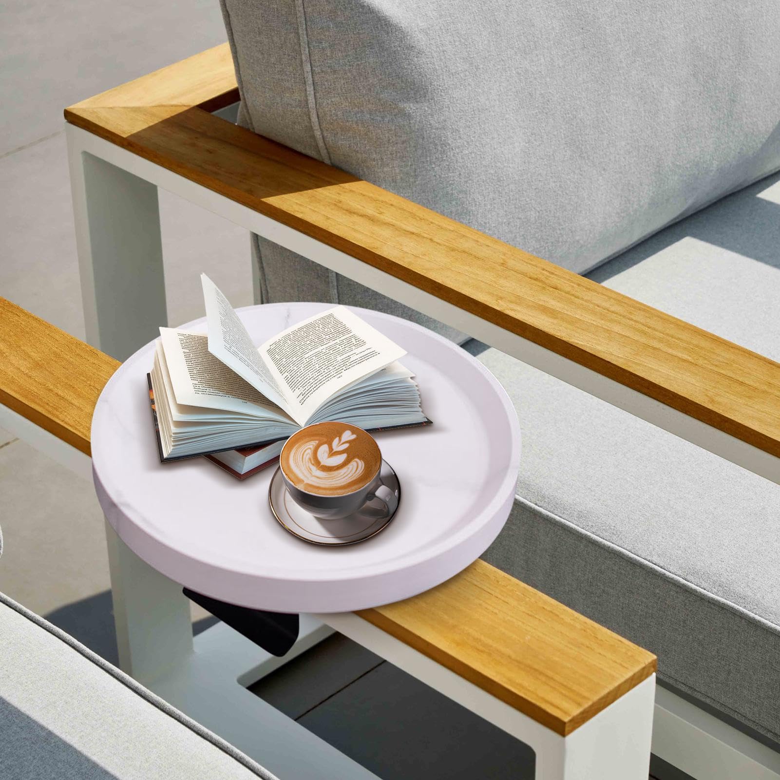 Mesa con reposabrazos para sofá, bandeja lateral móvil para aire acondicionado y drin, soporte para control remoto, accesorio perfecto para sofá