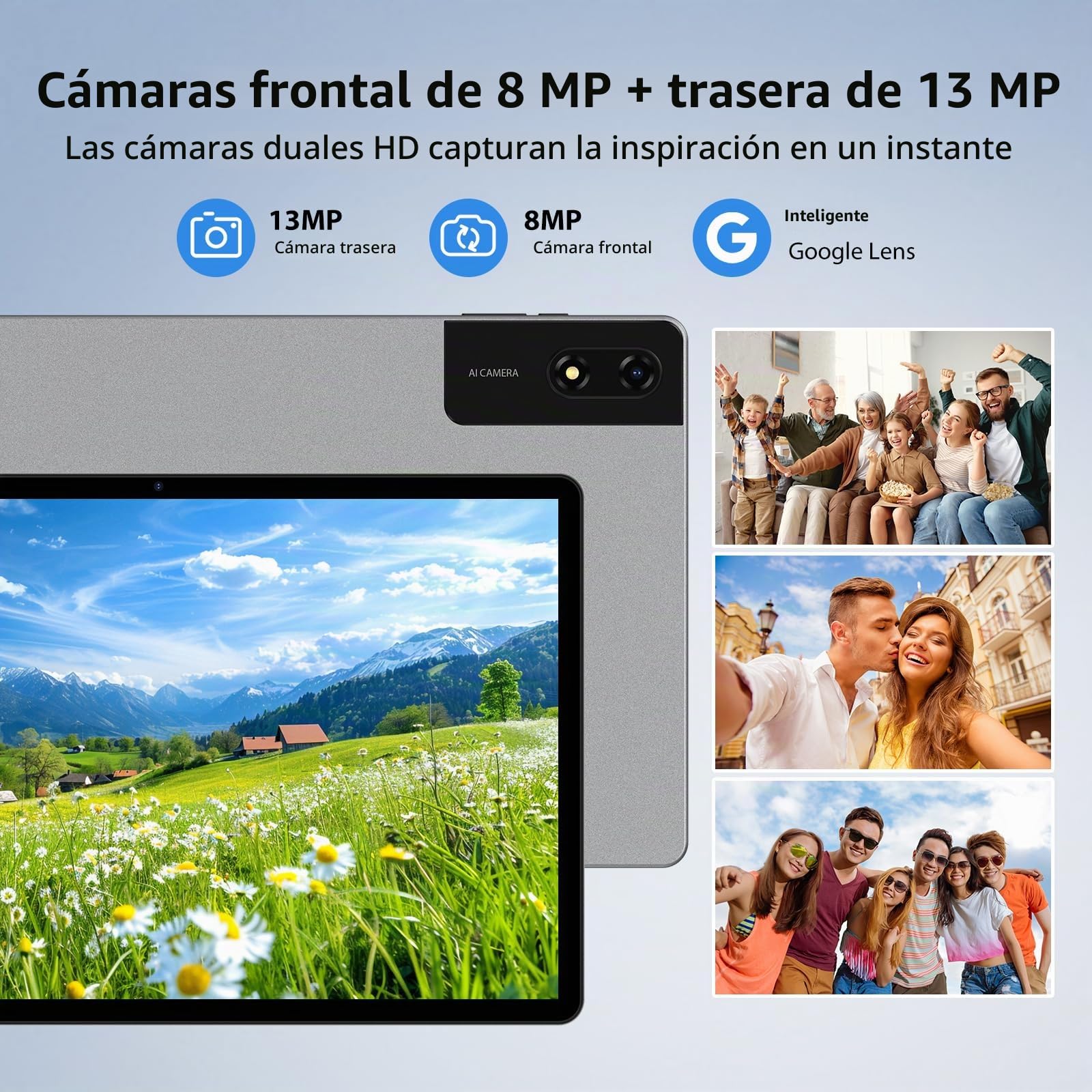 Tablet 13 Pulgadas Android 15 Octa-Core 2.2GHz/36GB RAM+512GB ROM(TF 2TB) FHD 2944 * 1840, Gemini AI, 11580mAh/4G LTE+5G WiFi/Widevine L1/BT5.0/GPS/13MP Tablets con Teclado y Lápiz, Gris