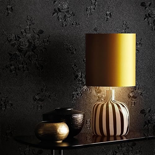 Erfoni Papel tapiz negro para despegar y pegar, papel de contacto en relieve floral negro de 17.7 pulgadas x 393.7 pulgadas, papel tapiz de flores