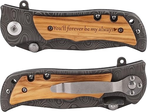 Miniatura 2 de ZENNLAB Moblade - Navaja de bolsillo grabada para hombre, serás mi siempre, regalo de cumpleaños para novio, marido, regalo de aniversario para él