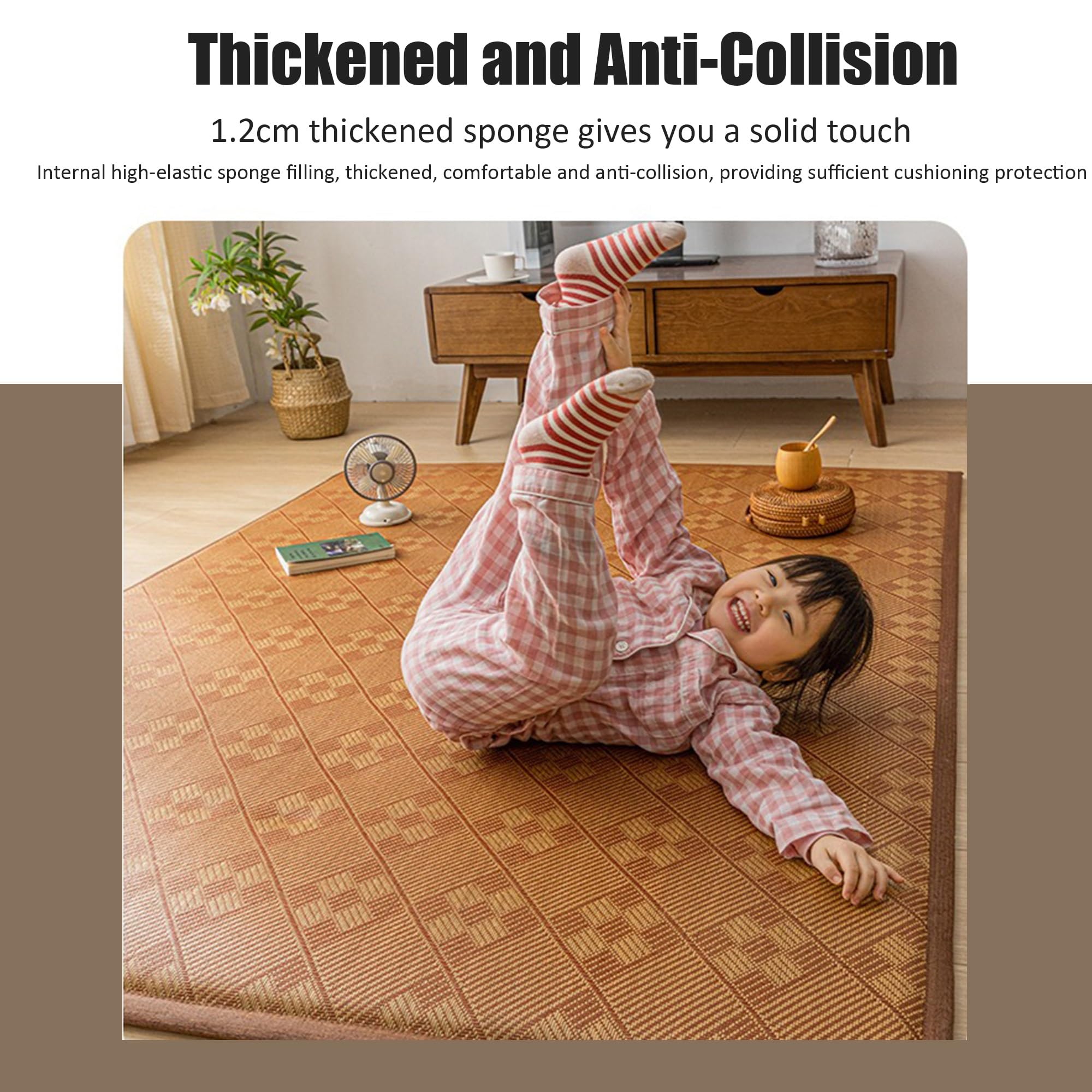 Japanische Futon-Matratze, faltbare Tatami-Matte, Eisrattan-Matten, tragbare Isomatte, aufrollbare Bodenmatratze, Nickerchenmatten, Bambusmatten for das Schlafzimmer zu Hause(Light brown,120x200cm)