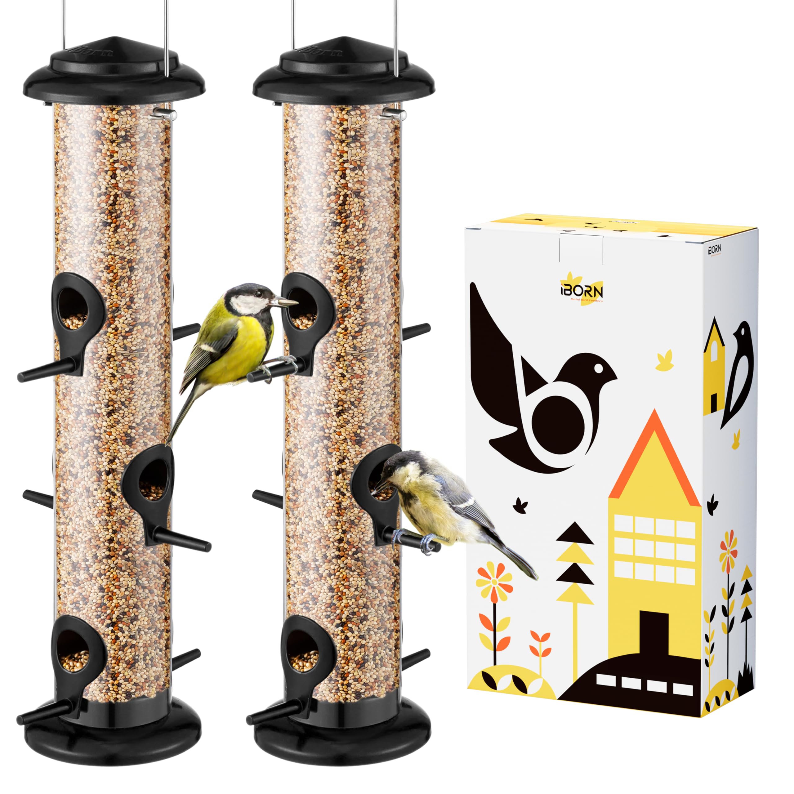 Metal Bird Feeder Hanging Wild Bird Seed Feeder