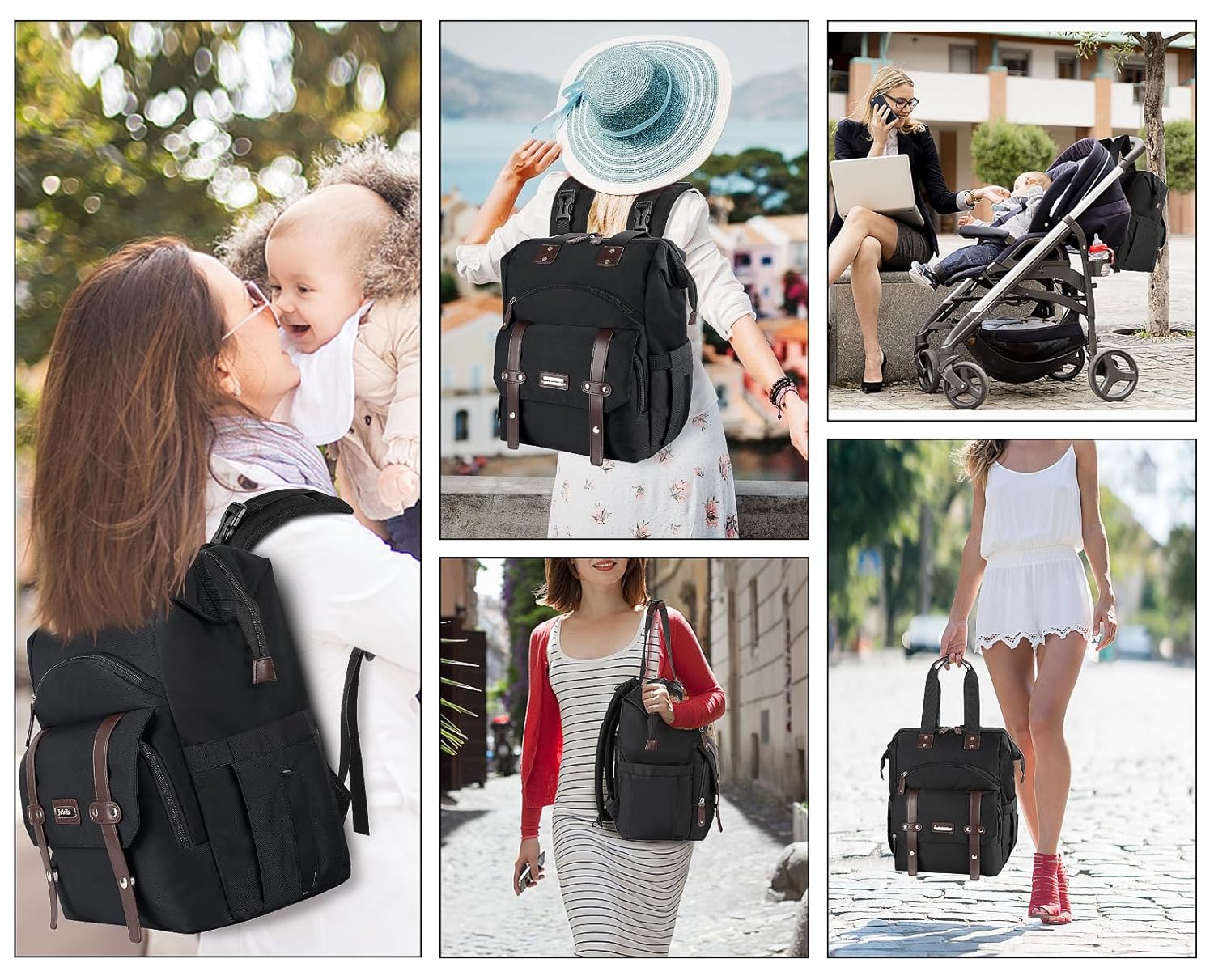 Jiefeike Diaper Bag Backpack, Baby Boys Girls Portable Baby Nappy Bags, Dad Mom Backpack Diaper Bag with Insulated Pockets RFID Anti-Theft Water-Resistant Pocket Stroller Straps