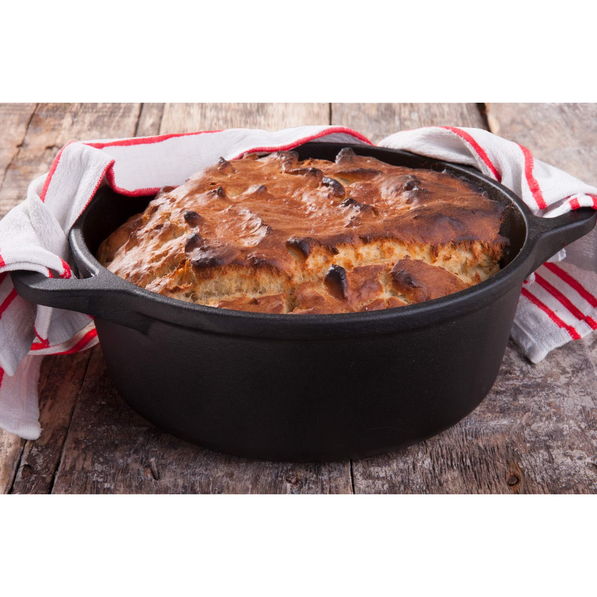 Victoria Horno Holandés Inducción Hierro Fundido Esmaltado 25cm, Cocotte 3,8L, sin PTFE ni PFOA, Apto para Fuego, Barbacoa, Horno, Vitrocerámica, Gas