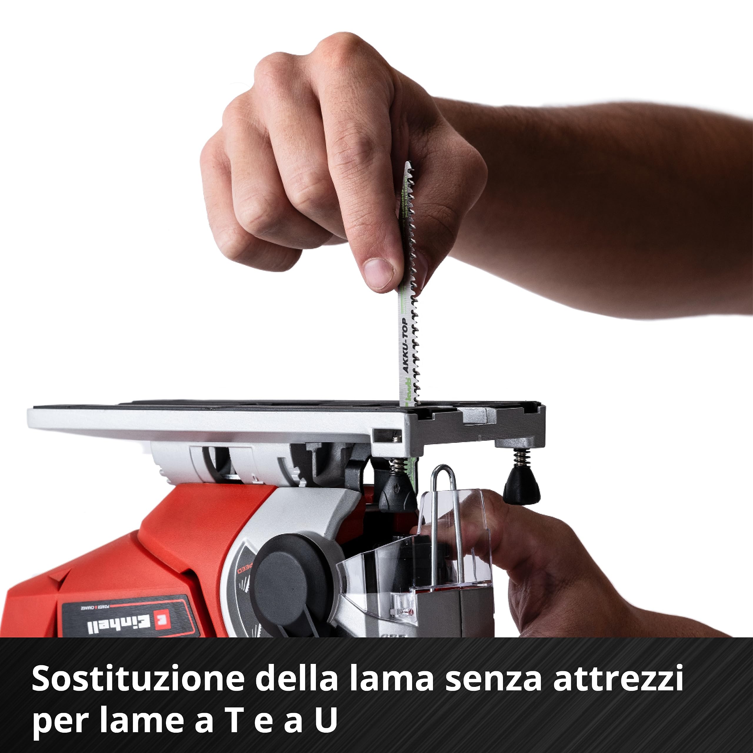 Einhell TE-JS 18 Li-Solo Seghetto alternativo Power X-Change (18V, max taglio legno 80 mm, max taglio plastica 12 mm, max taglio metallo 10 mm, senza batteria e caricabatteria)