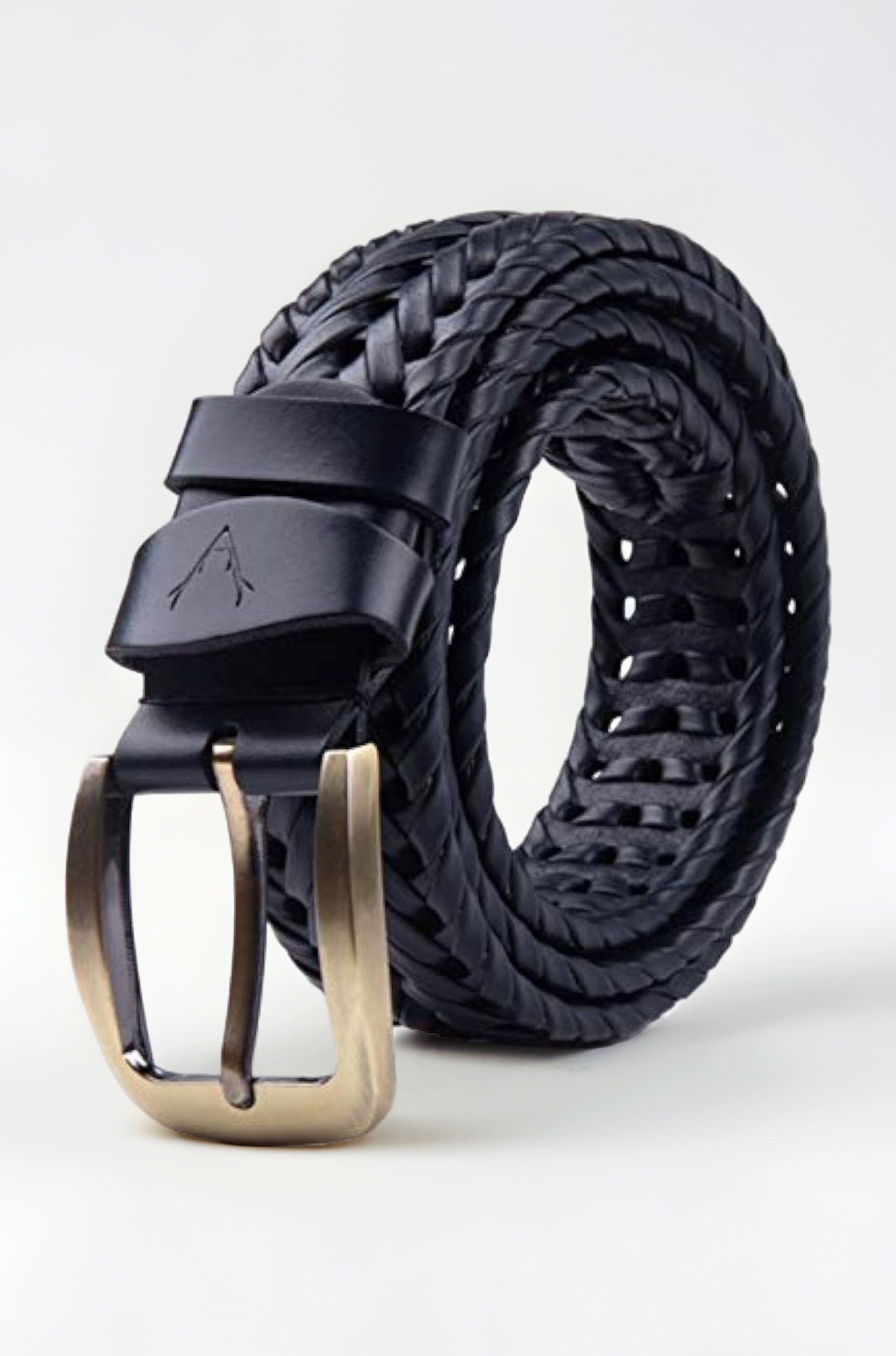 - Mens Braided Genuine Leather Original Branded Belt | Woven Leather Belt for Casual Pants with Brass Buckle| Micro Adjustable