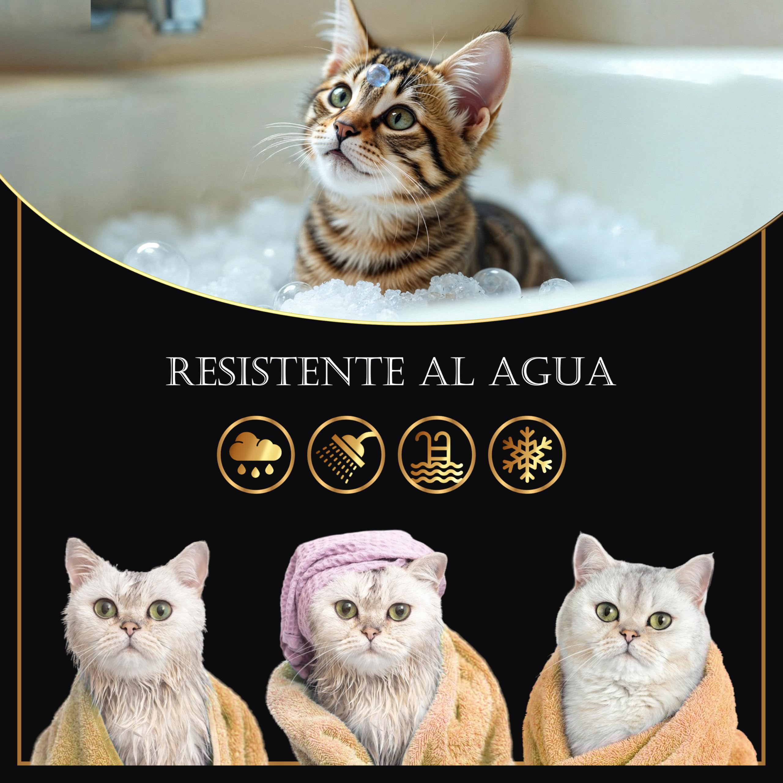 Pack de 4 Collares Antiparasitarios para Gatos, 24 Meses de Protección contra Pulgas, Garrapatas y Mosquitos – 100 % Natural, Impermeable, Ajustable, para Todos los Tamaños.