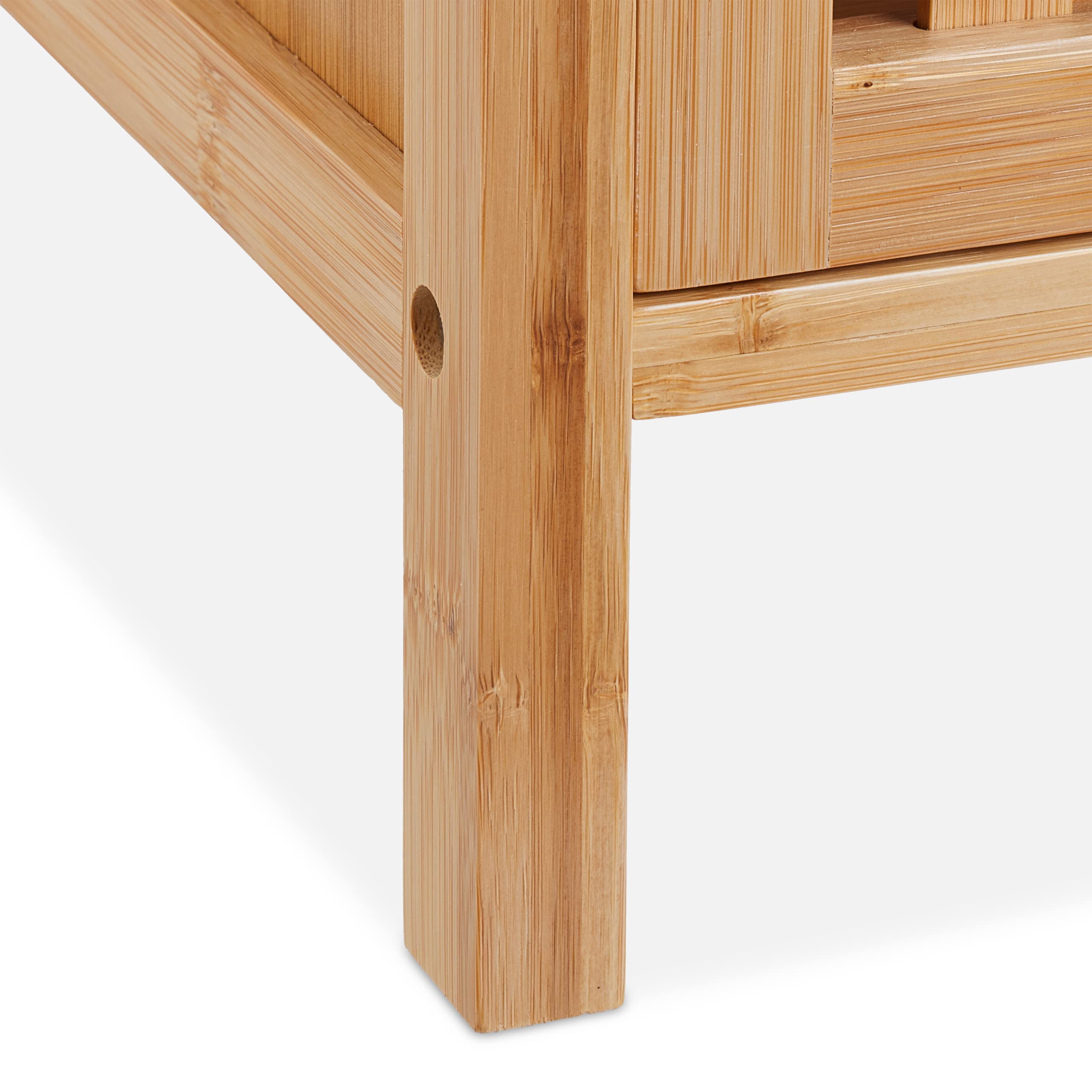 Relaxdays Mobiletto Sottolavabo, Armadietto per Lavandino, Ante con Chiusura Magnetica, bambù, HLP 61x66x30 cm, Naturale