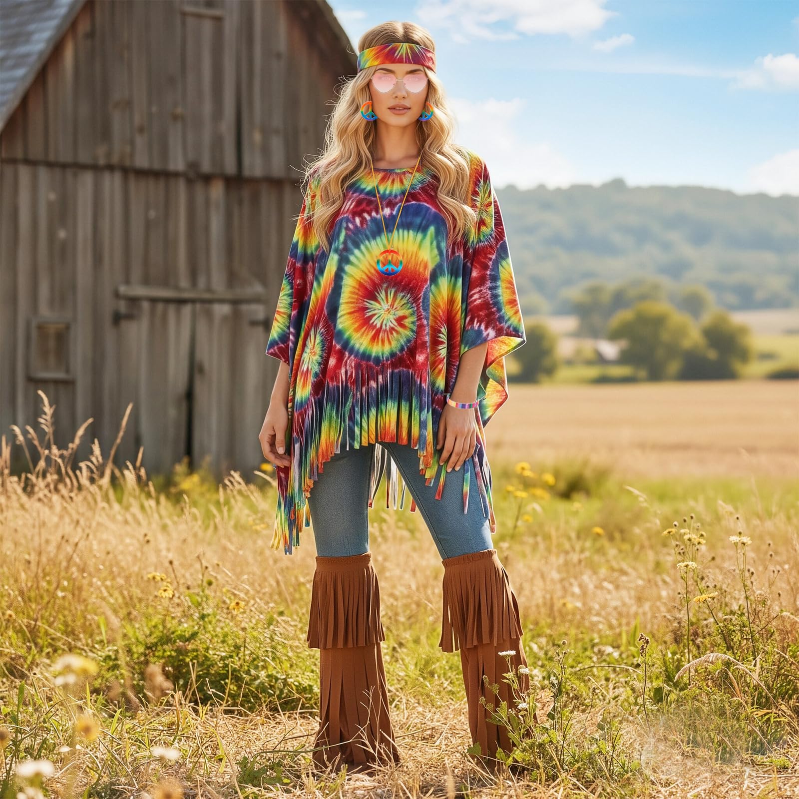 Carreuty 70s Hippie Costumes Women Fancy Dress - Image 2