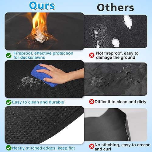 Miniatura 4 de Tapete para hoguera de 39 pulgadas para estufa individual, tapete ignífugo de 3 capas redondo debajo de la parrilla, almohadilla impermeable