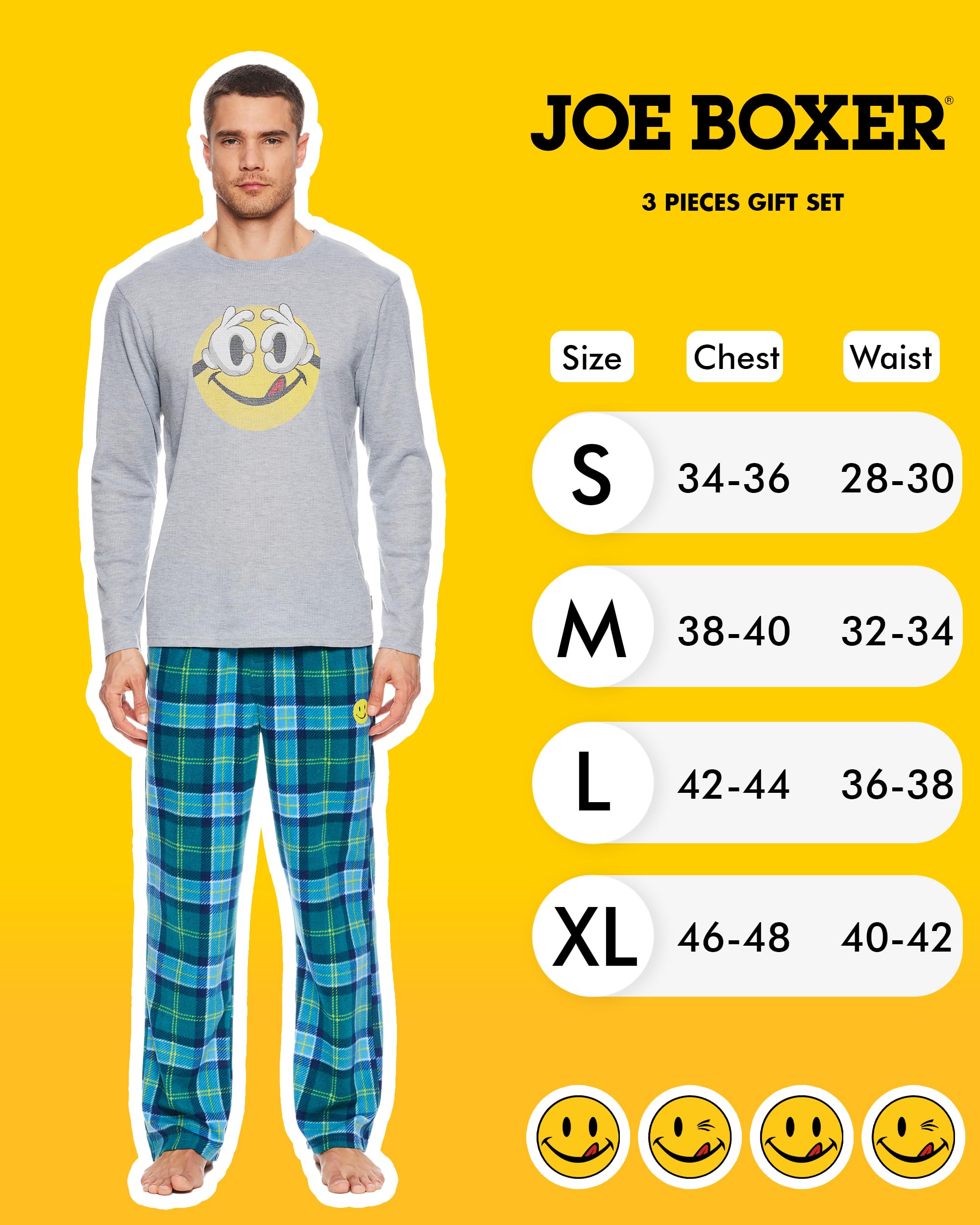 JOE BOXER Men's Moisture-Wicking 3-Pack Sleepwear Set: Pajama Pants, Elastic Banded Sleep Shorts, Long-Sleeve Crew Tee (Estate Blue, Large)