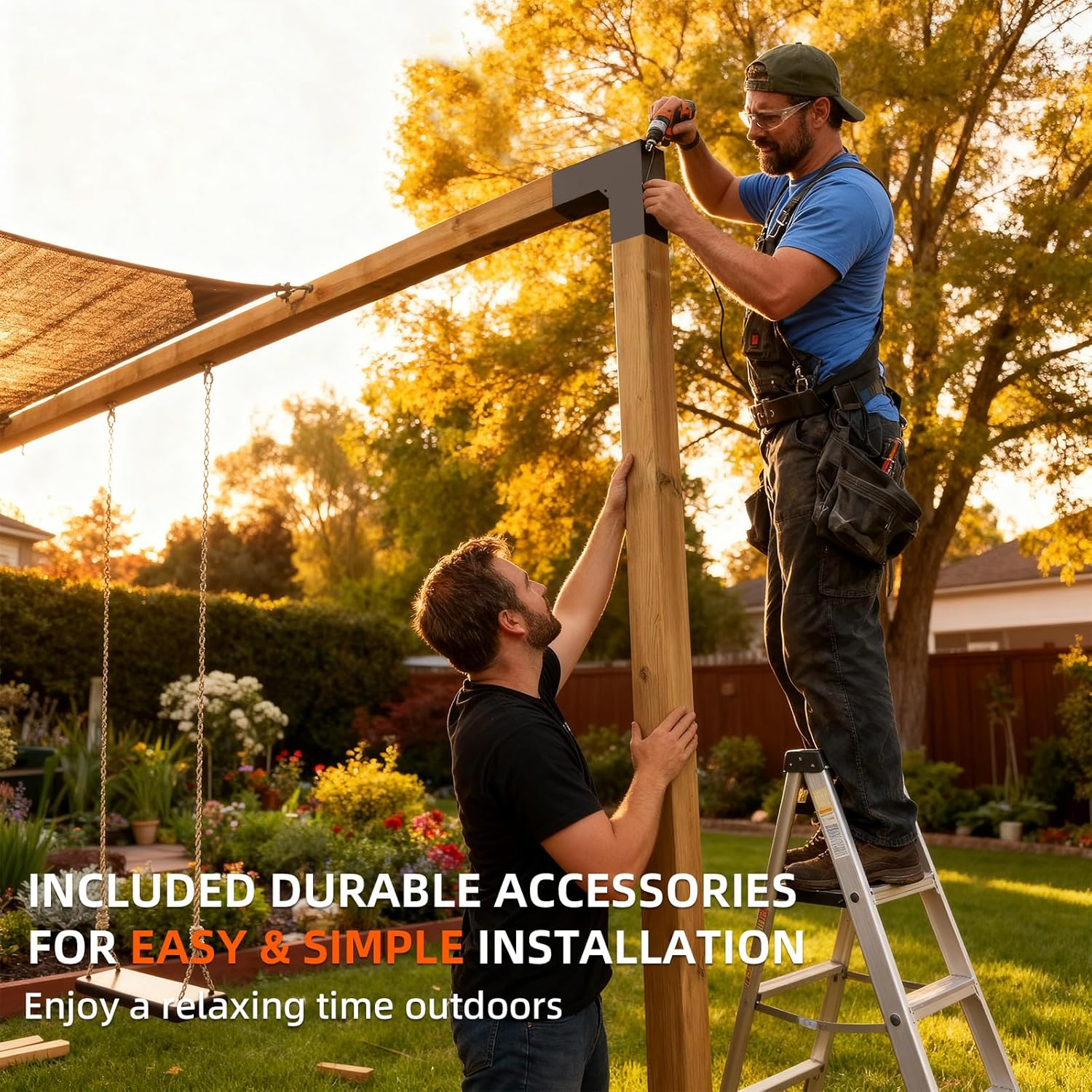 30° Angle Slant Pergola Bracket Kits,2-Way L-Shaped Slant Roof Post Brackets with Stainless Steel Screws for 4" x 4"(Actual:3.5" x 3.5") Lumber for Outdoor Pergola,Proch,Passageway - 1Pack