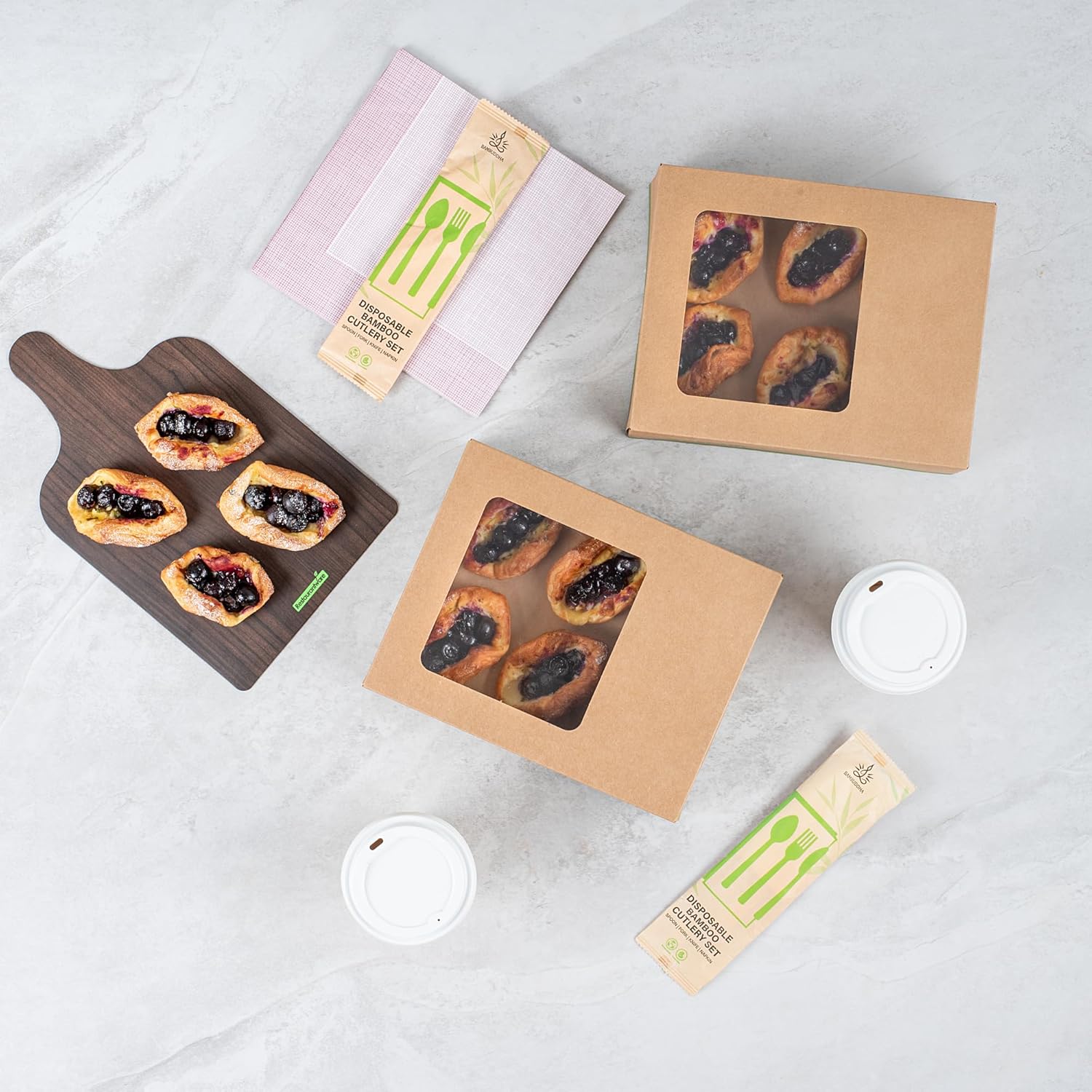 Restaurantware Bakery Boxes 200 Pack of 9 x 7 x 3 Inches Paper Window Pop Up Boxes Kraft Paperboard Greaseproof Food Packaging Take Out for Party Favours and Treats