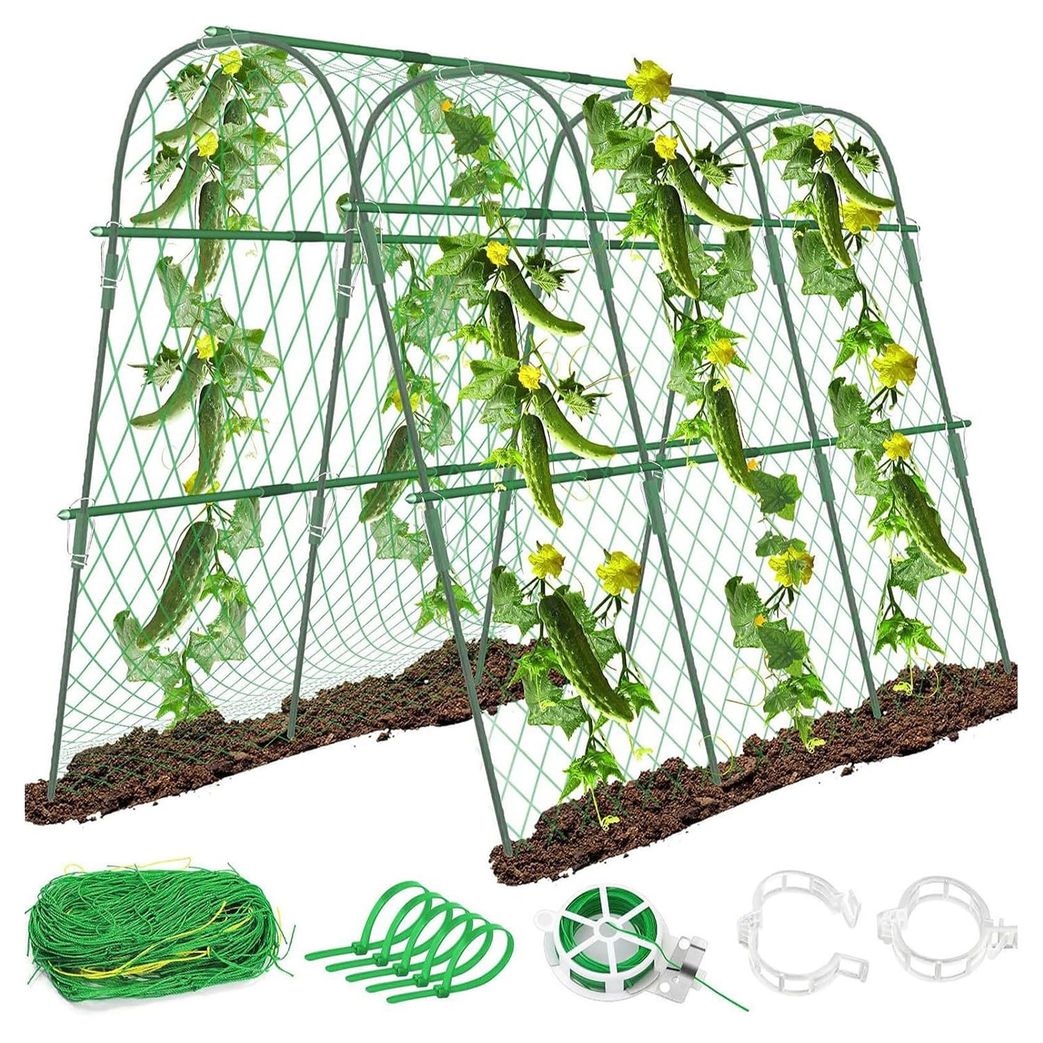 Enrejado De Tomates,Espaldera De Metal y Plástico En Forma De u,Tutor De Metal De 160cm De Alto con Pinzas De Jardín y Correa Retorcida para Plantas Trepadoras,para Verduras,Flores,Frutas
