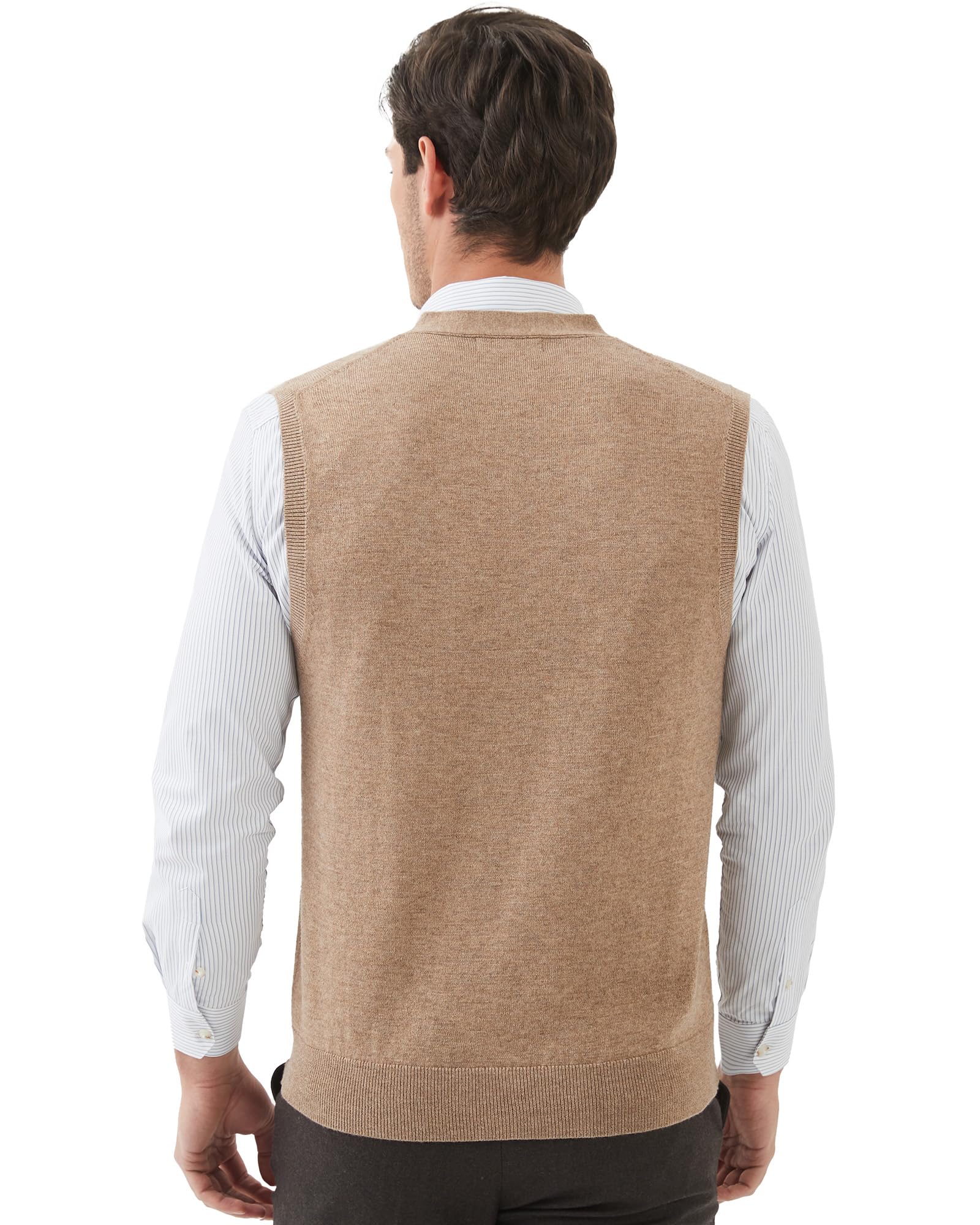 Kallspin Cardigan Homme Mélangé de Laine sans Manches et Col en V Profond Tricoté avec des Boutons