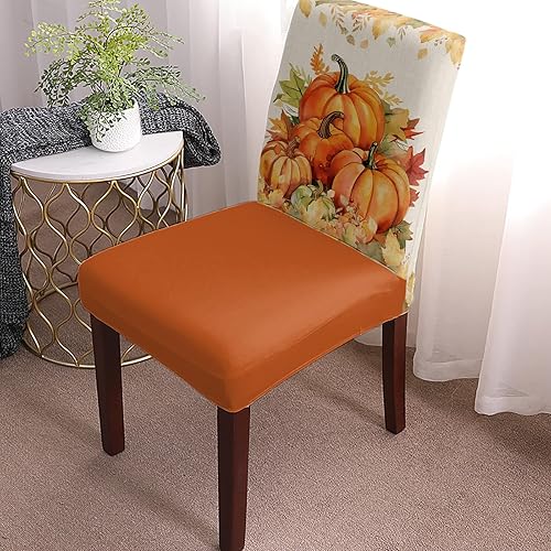 Miniatura 2 de Juego de 6 fundas elásticas para sillas de comedor con diseño de calabaza y hojas de arce de Acción de Gracias, diseño de calabaza, hoja de arce,
