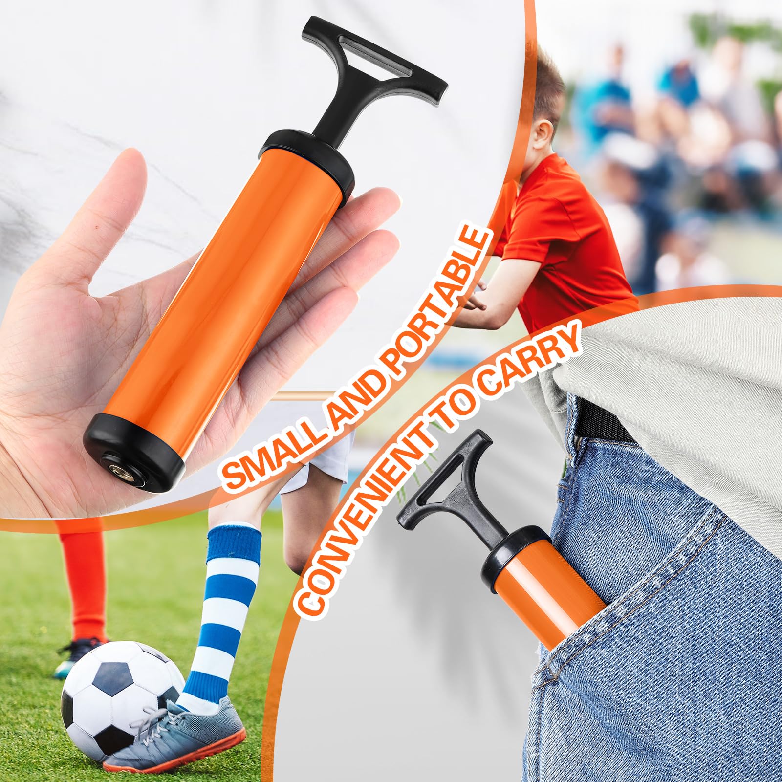 10 bombas de bolas para pelotas deportivas con aguja y manguera de extensión a granel para baloncesto, fútbol, voleibol (naranja, estilo hueco) 7