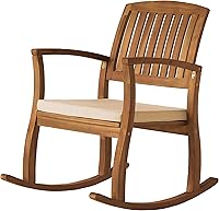 Christopher Knight Home Selma Acacia Wood Rocking Chair with Cushion, Teak Finish - Durable Outdoor Patio Rocker