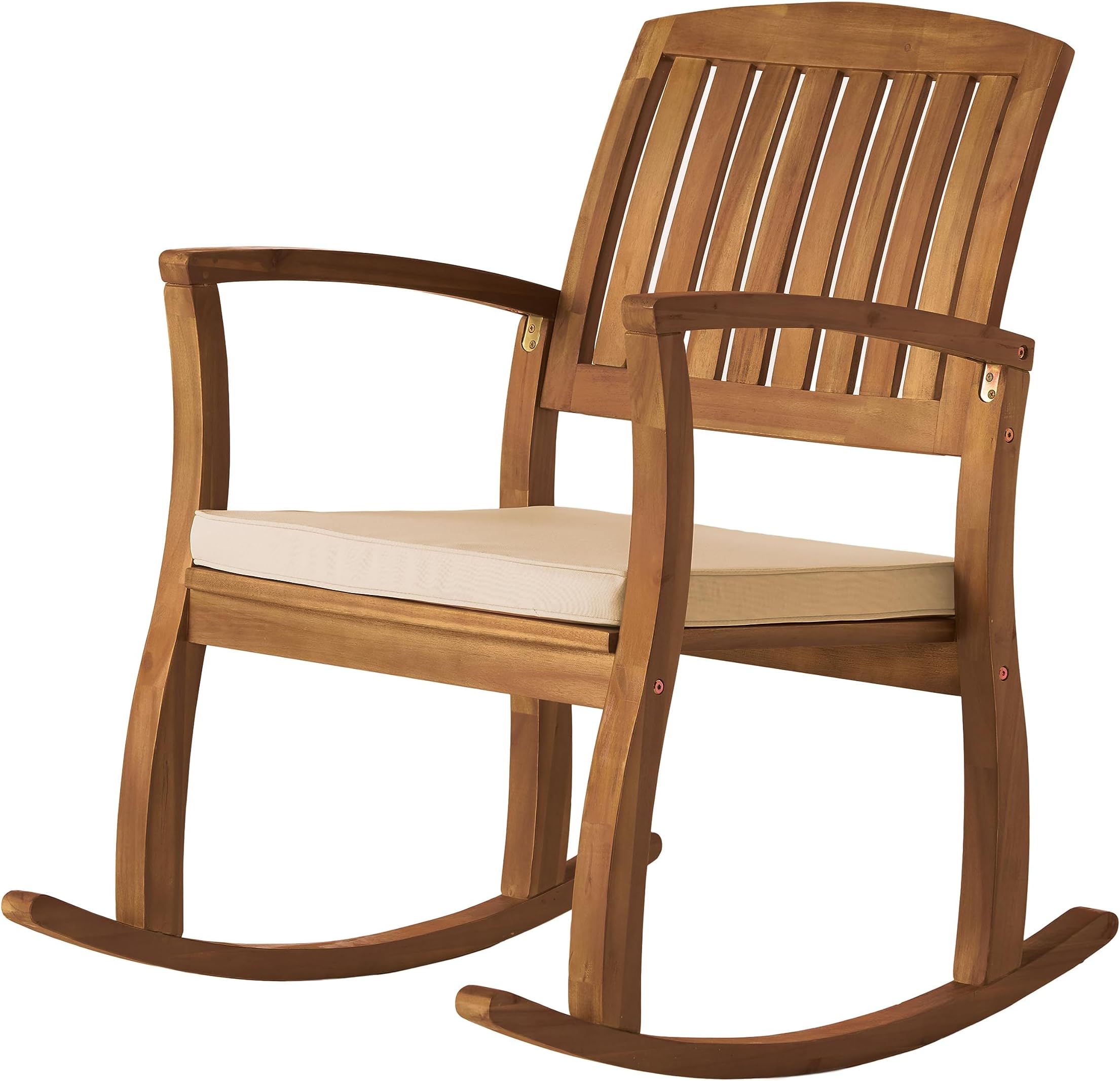 Christopher Knight Home Selma Acacia Rocking Chair with Cushion, Teak Finish